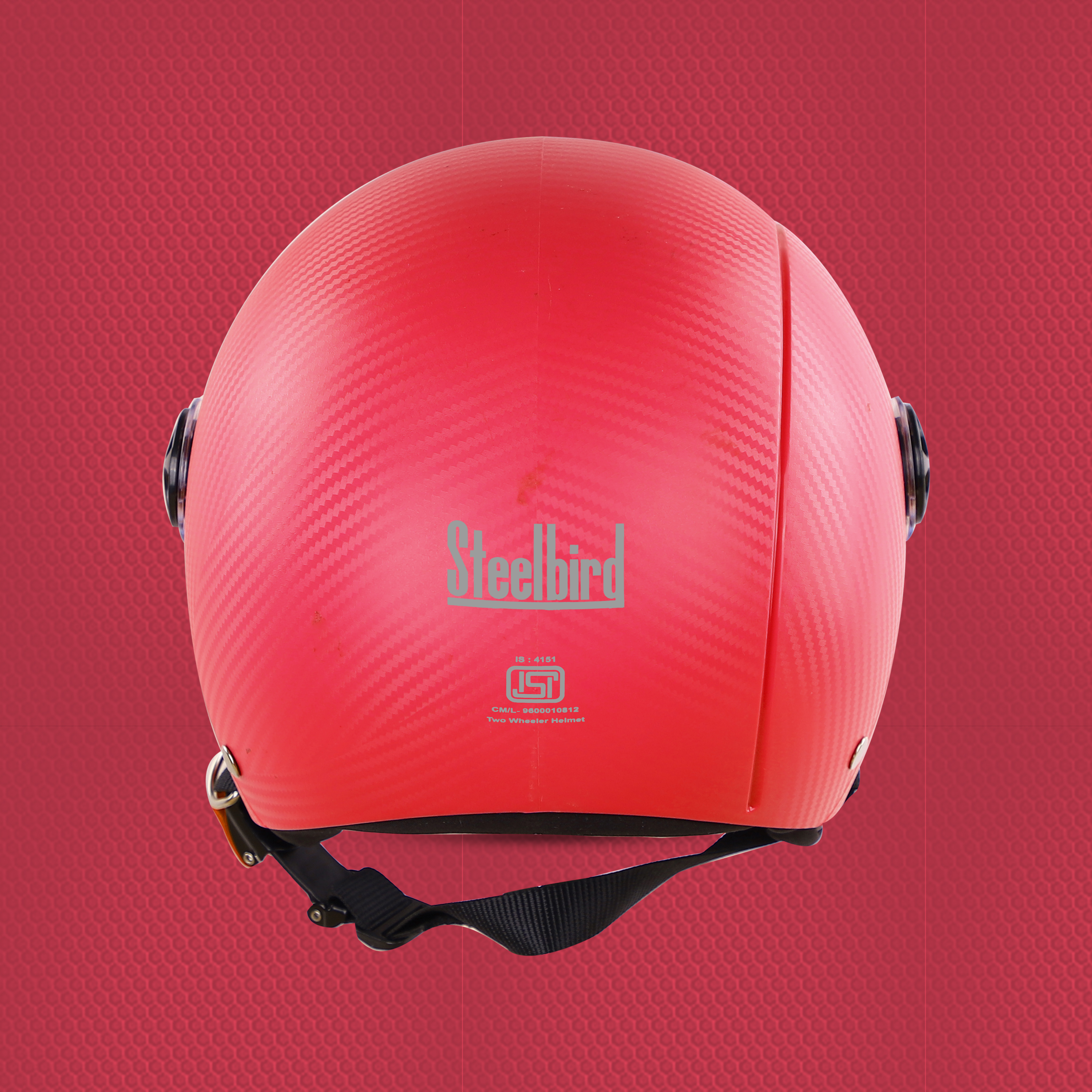 Steelbird SBH-16 Ruby ISI Certified Open Face Helmet (Dashing Red With Clear Visor)