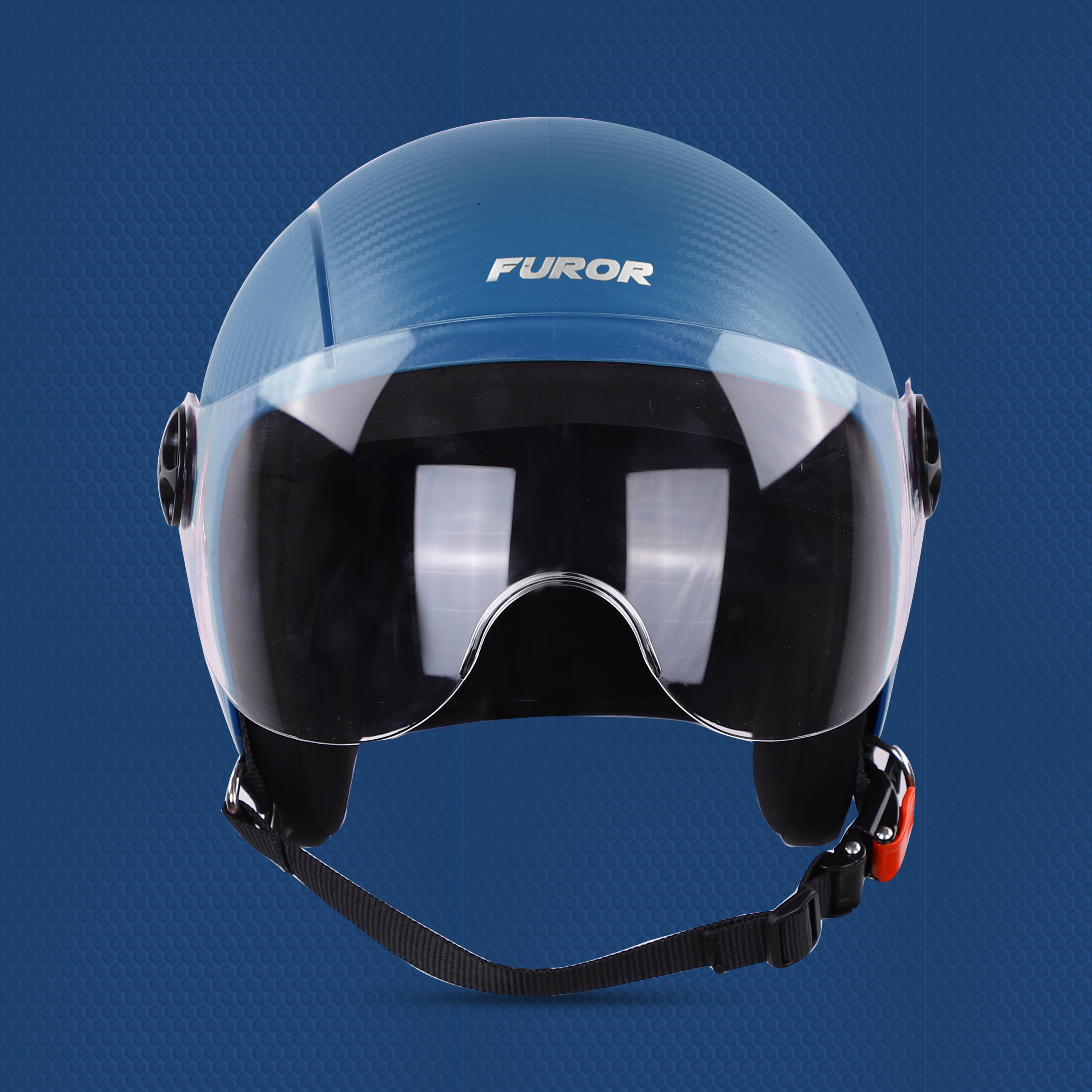 Steelbird SBH-16 Furor ISI Certified Open Face Helmet (Dashing Blue With Clear Visor)