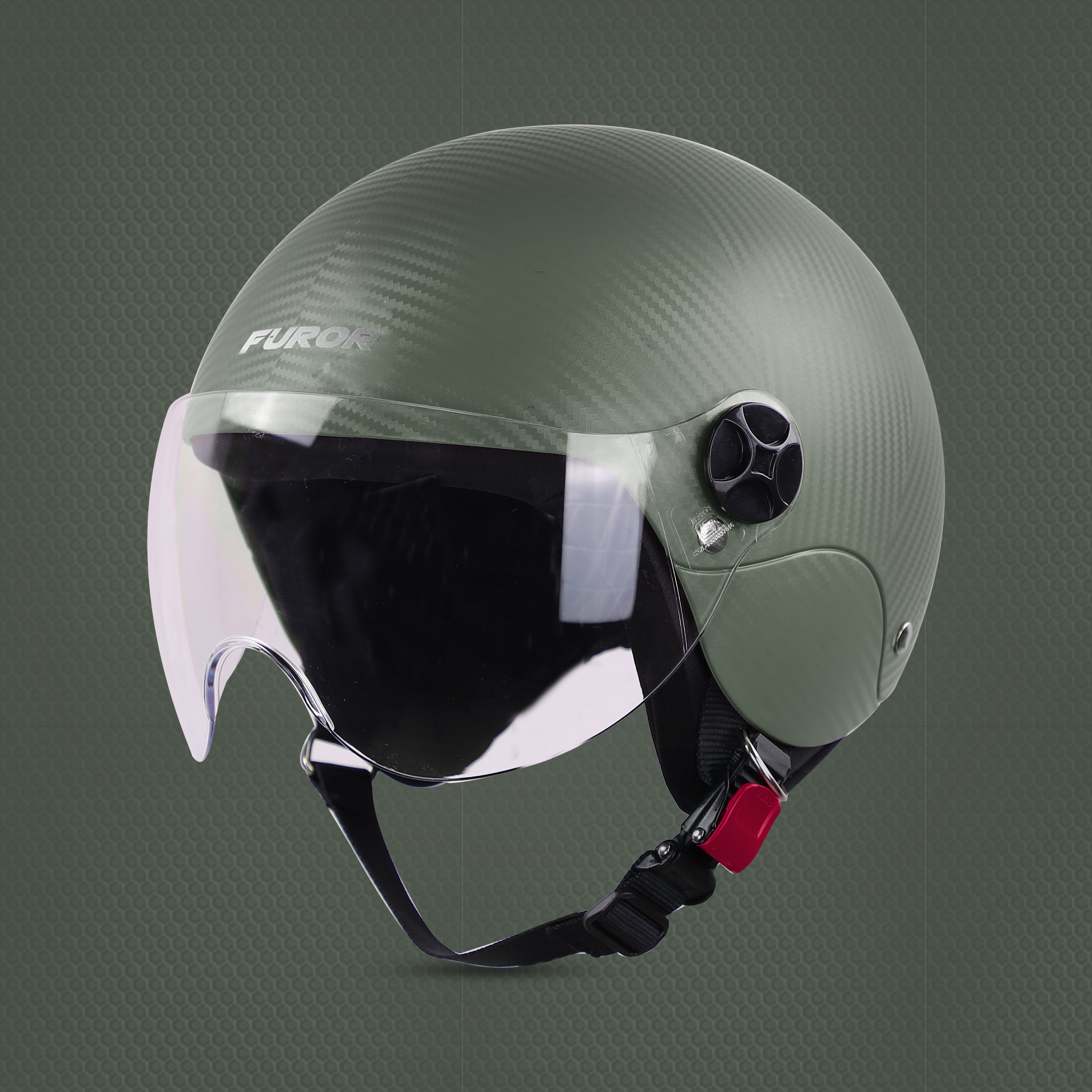 Steelbird SBH-16 Furor ISI Certified Open Face Helmet (Dashing Battle Green With Clear Visor)