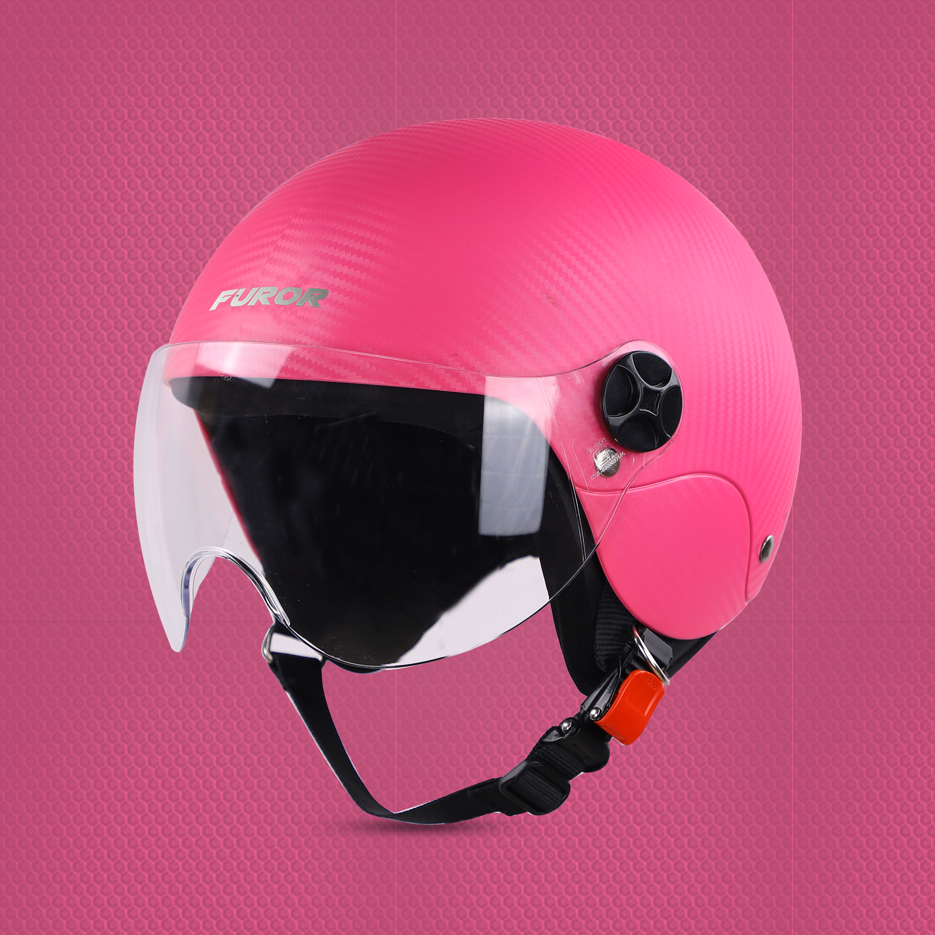 Steelbird SBH-16 Furor ISI Certified Open Face Helmet (Dashing Pink With Clear Visor)