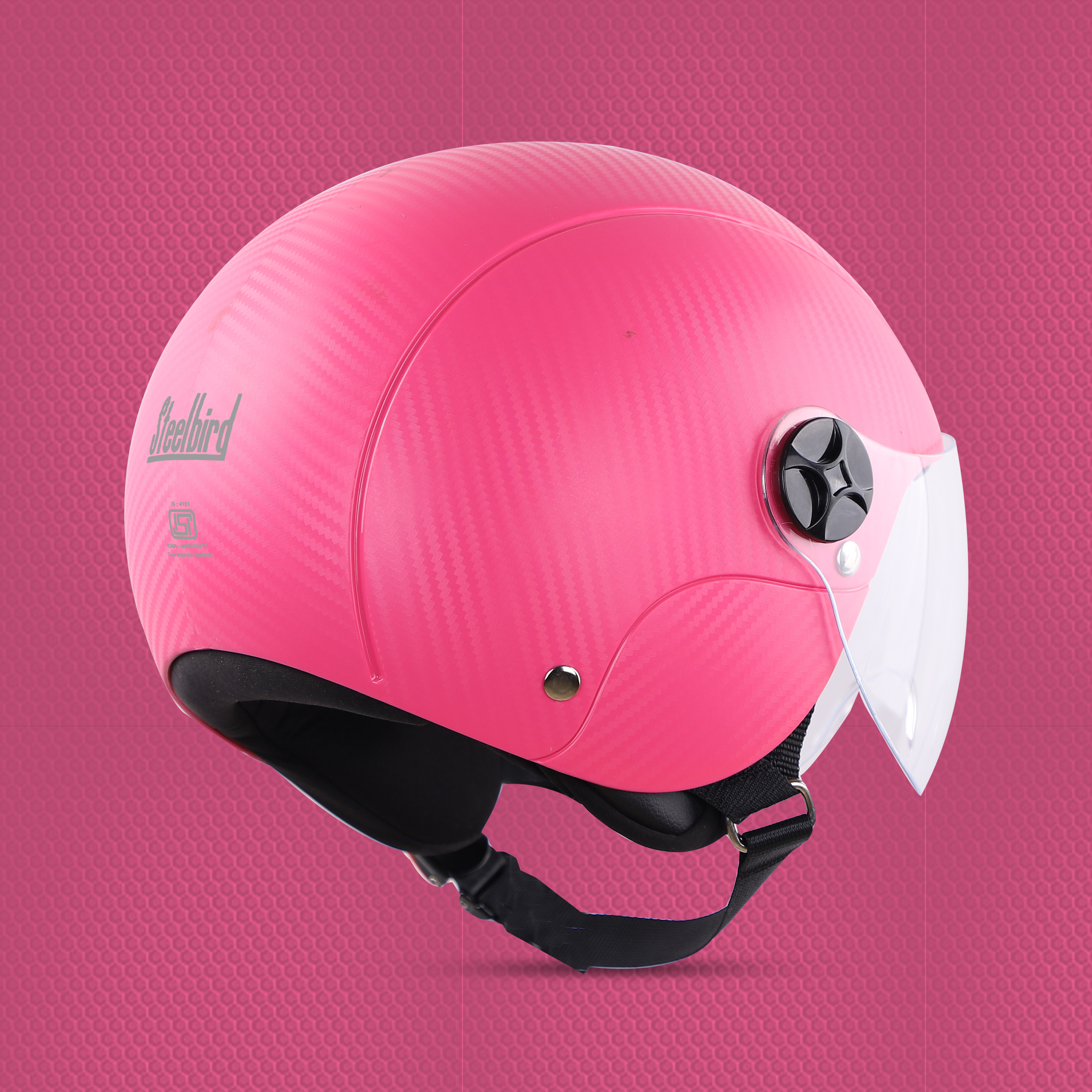 Steelbird SBH-16 Furor ISI Certified Open Face Helmet (Dashing Pink With Clear Visor)