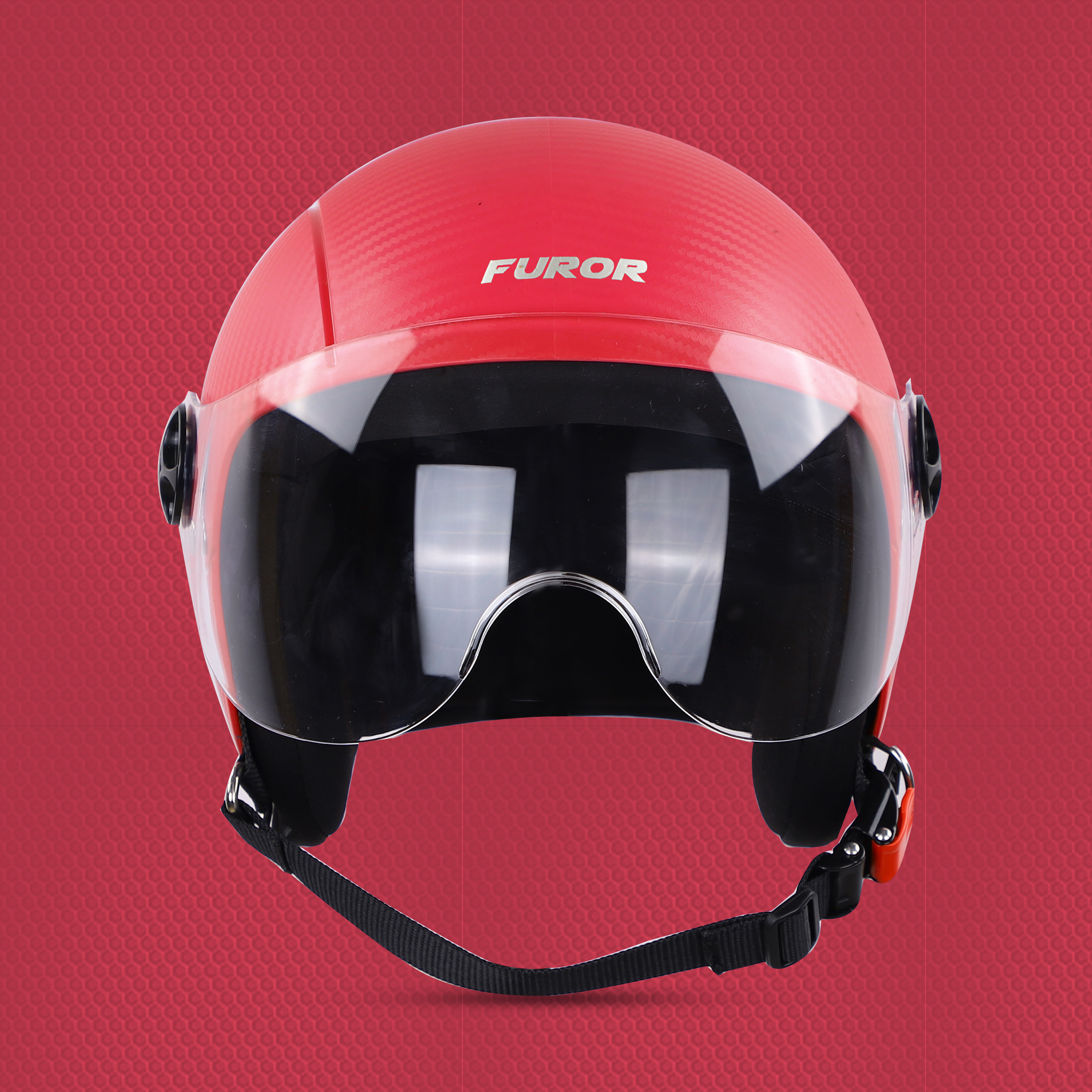 Steelbird SBH-16 Furor ISI Certified Open Face Helmet (Dashing Red With Clear Visor)