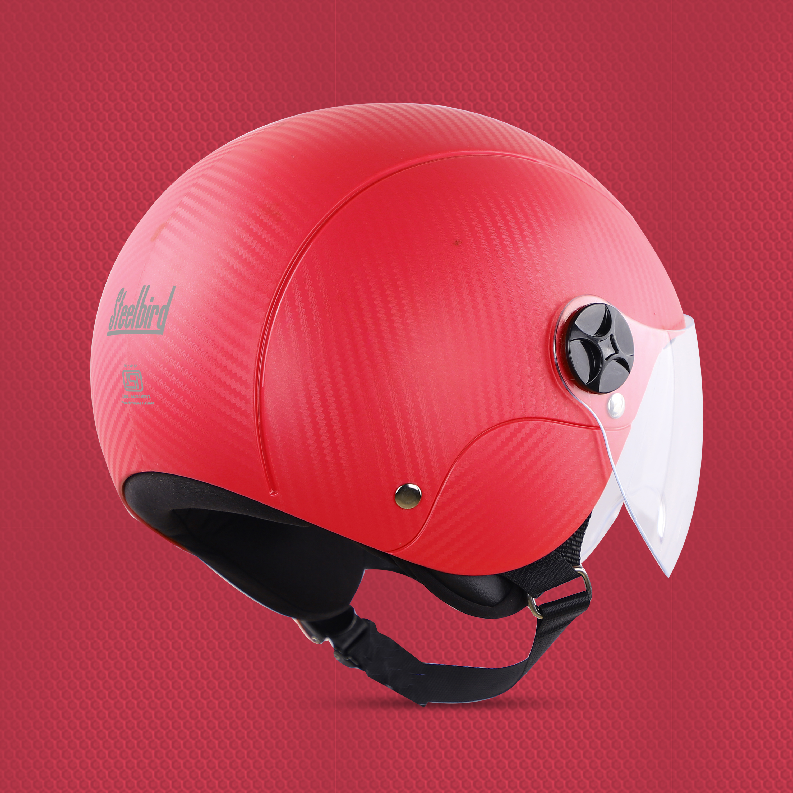 Steelbird SBH-16 Furor ISI Certified Open Face Helmet (Dashing Red With Clear Visor)