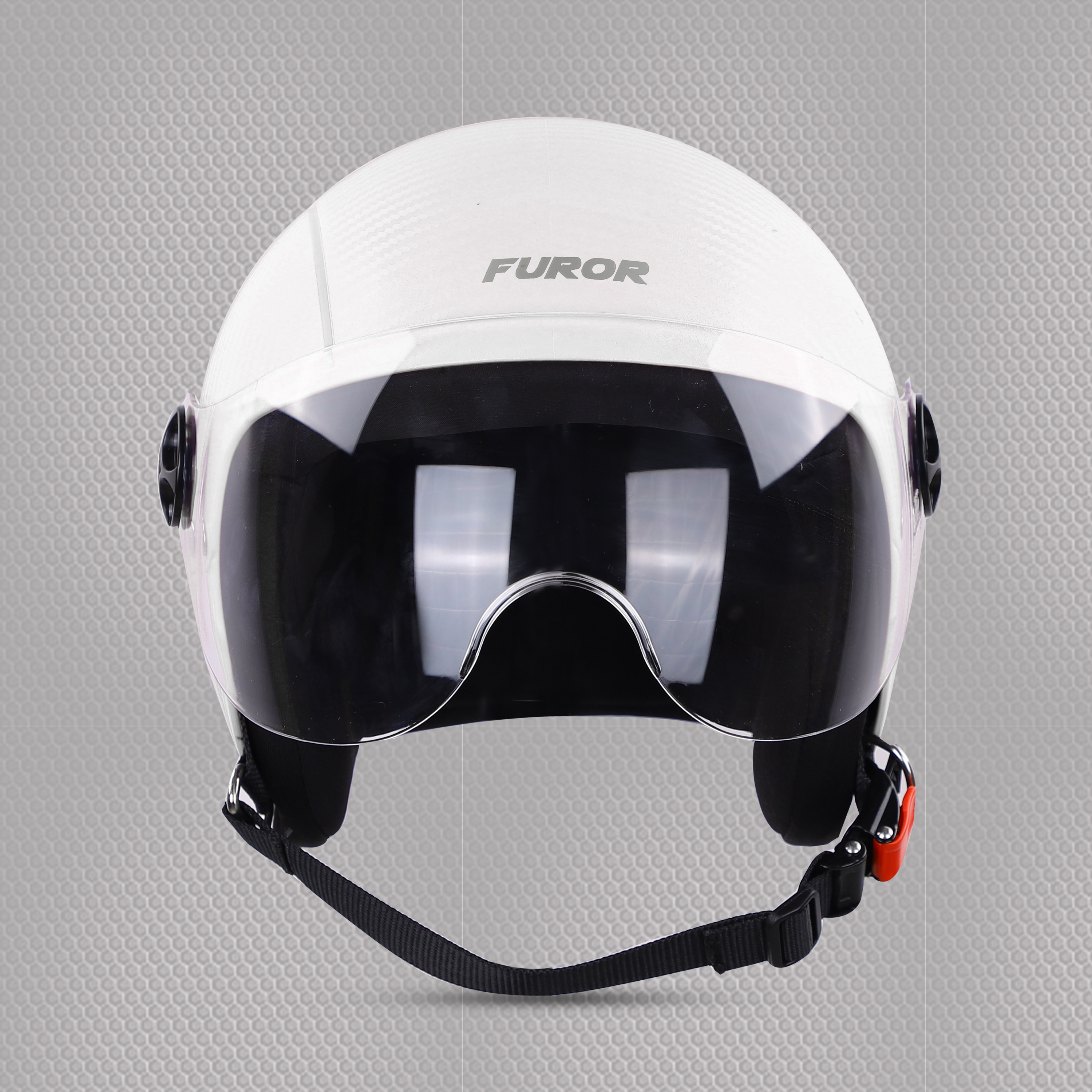 Steelbird SBH-16 Furor ISI Certified Open Face Helmet (Dashing White With Clear Visor)