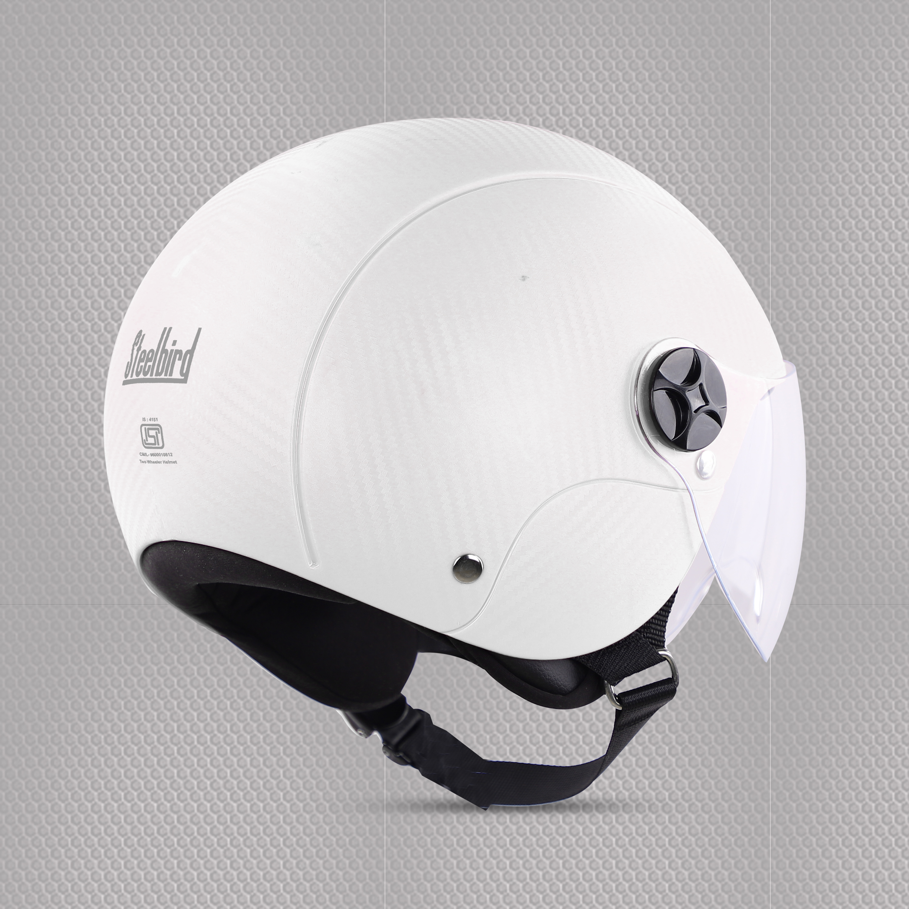 Steelbird SBH-16 Furor ISI Certified Open Face Helmet (Dashing White With Clear Visor)