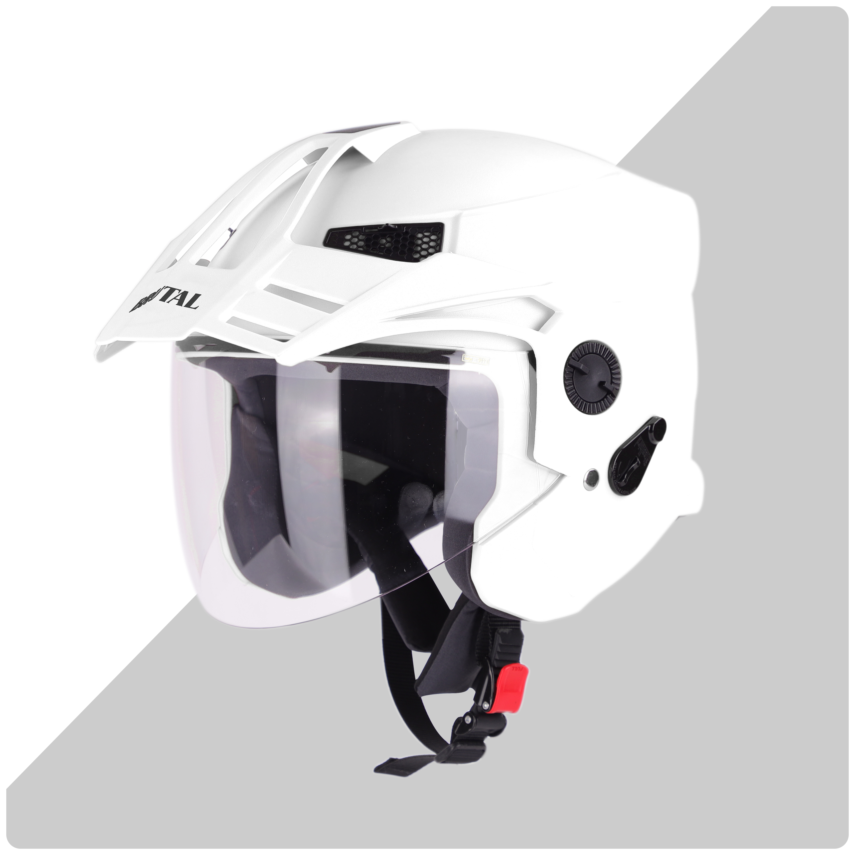 Steelbird SBH-23 Brutal ISI Certified Open Face Helmet (Dashing White With Clear Visor)