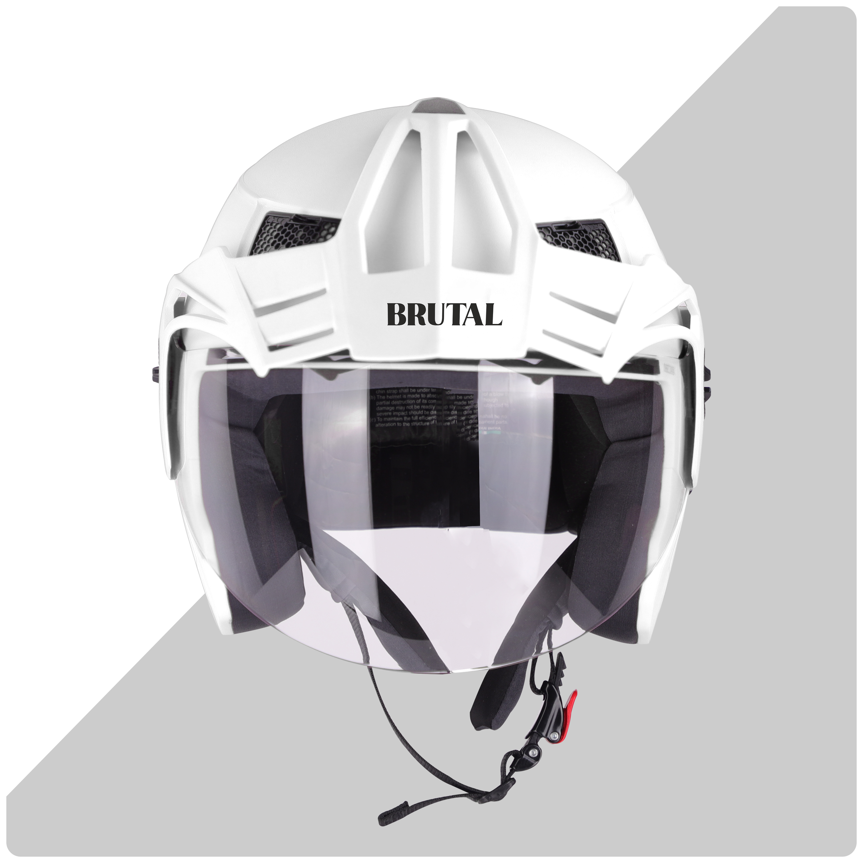 Steelbird SBH-23 Brutal ISI Certified Open Face Helmet (Dashing White With Clear Visor)