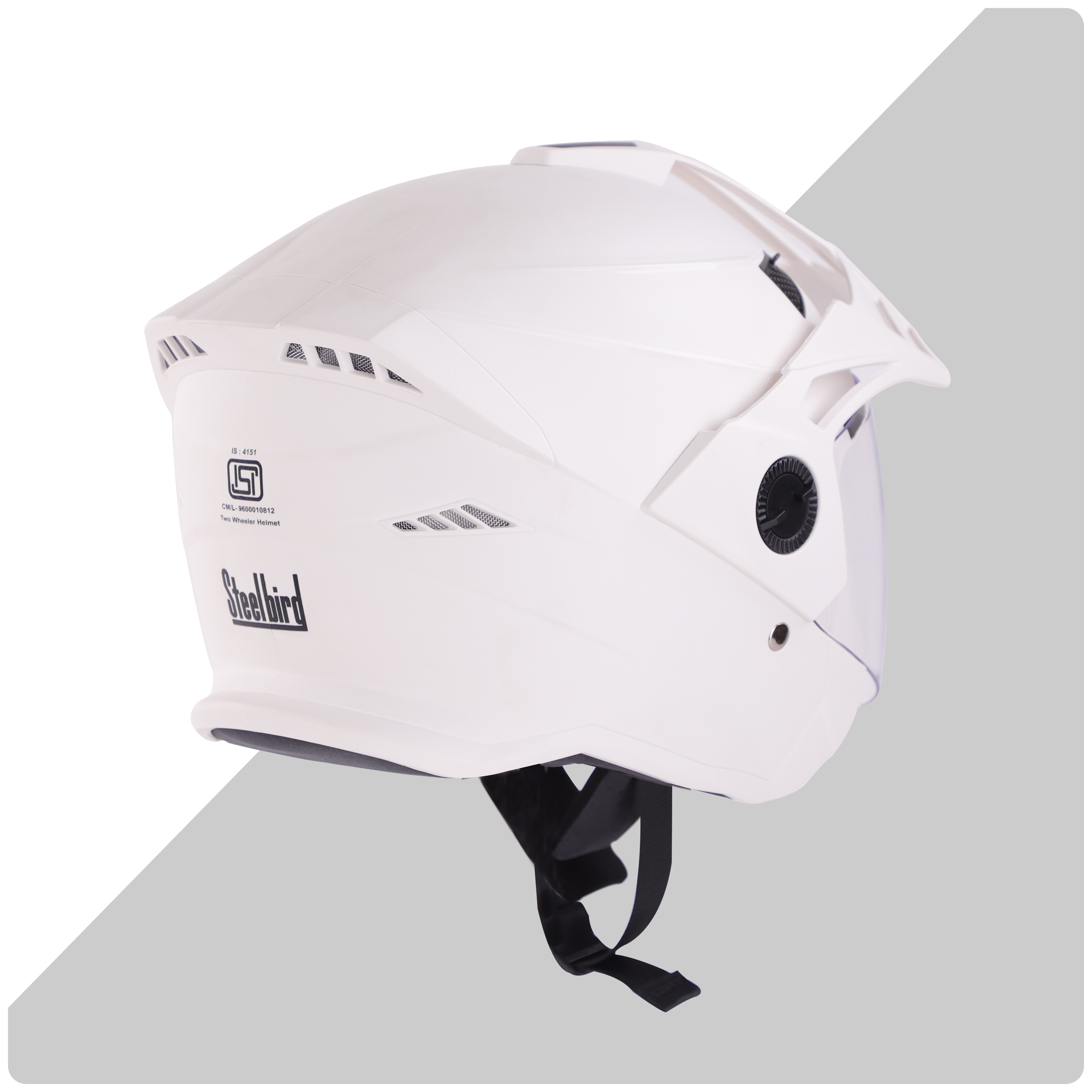 Steelbird SBH-23 Brutal ISI Certified Open Face Helmet (Dashing White With Clear Visor)