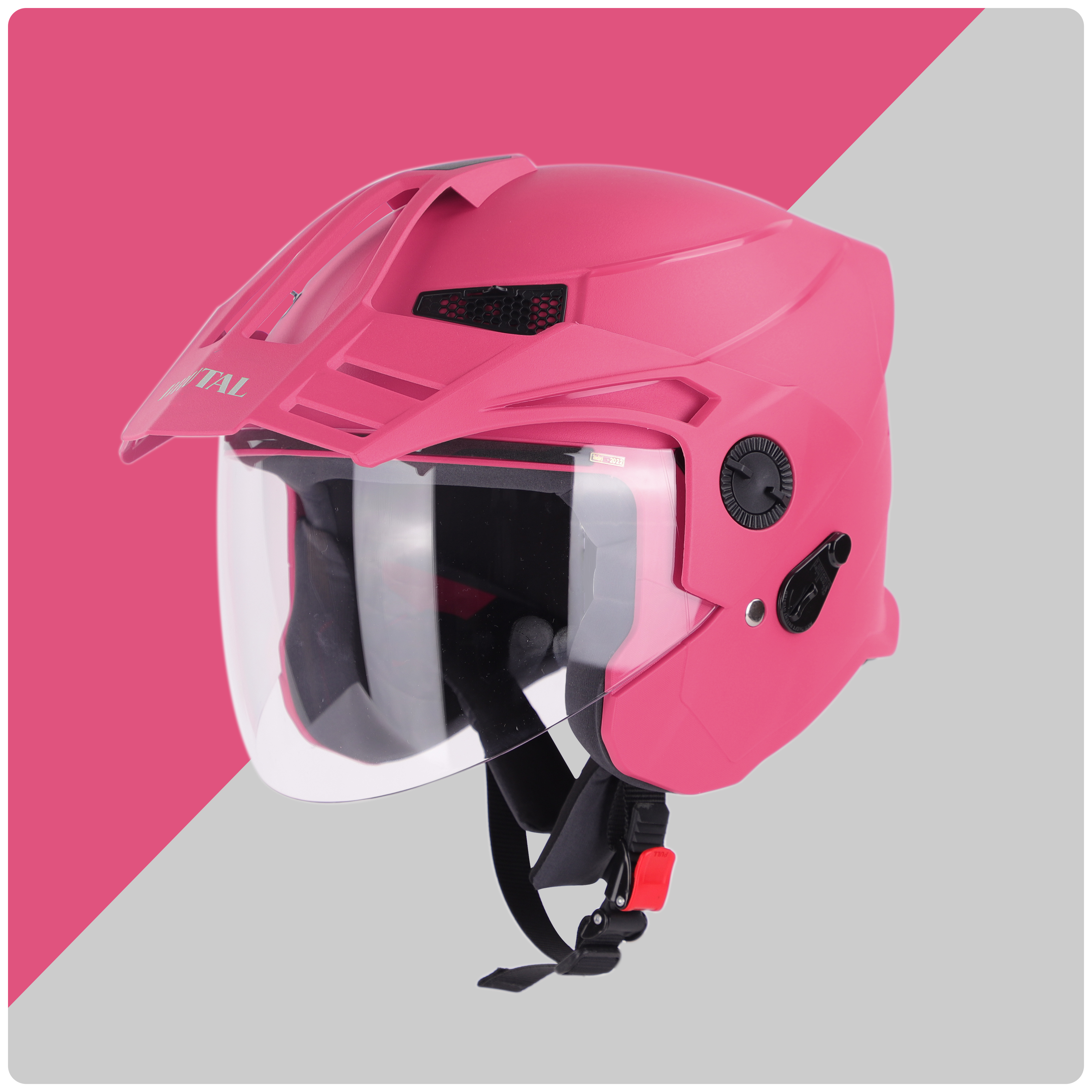 Steelbird SBH-23 Brutal ISI Certified Open Face Helmet (Dashing Pink With Clear Visor)