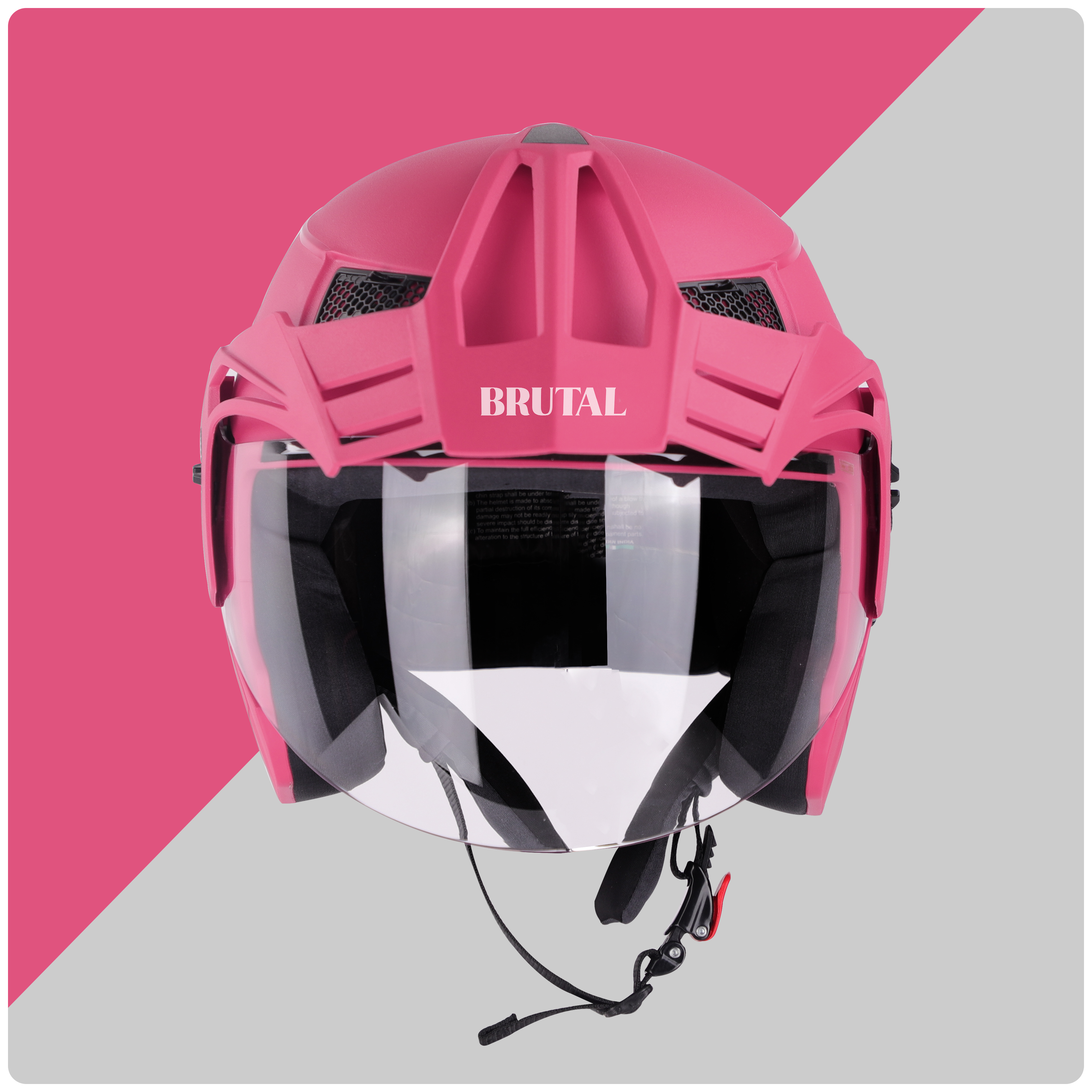 Steelbird SBH-23 Brutal ISI Certified Open Face Helmet (Dashing Pink With Clear Visor)