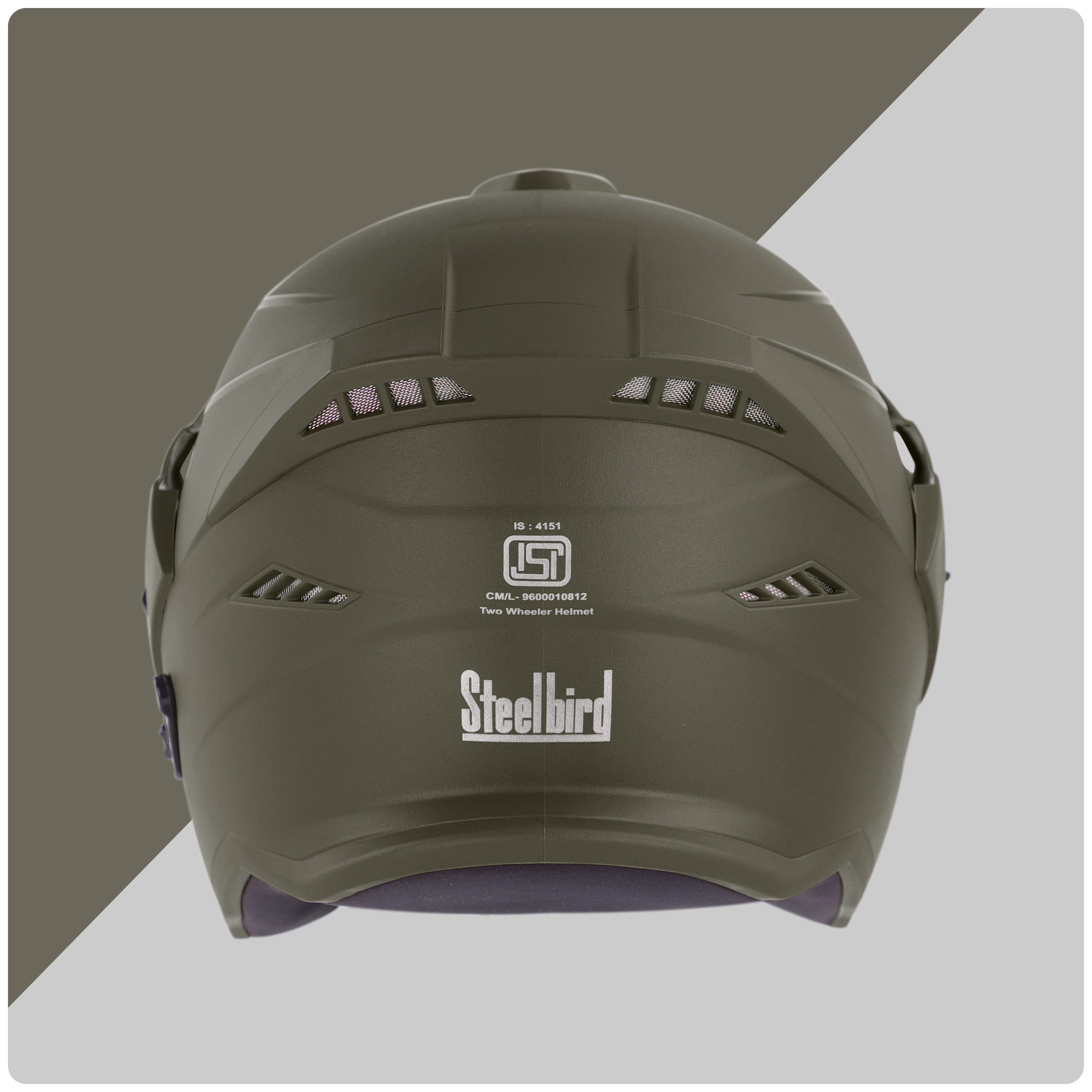 Steelbird SBH-23 Brutal ISI Certified Open Face Helmet (Dashing Battle Green With Clear Visor)