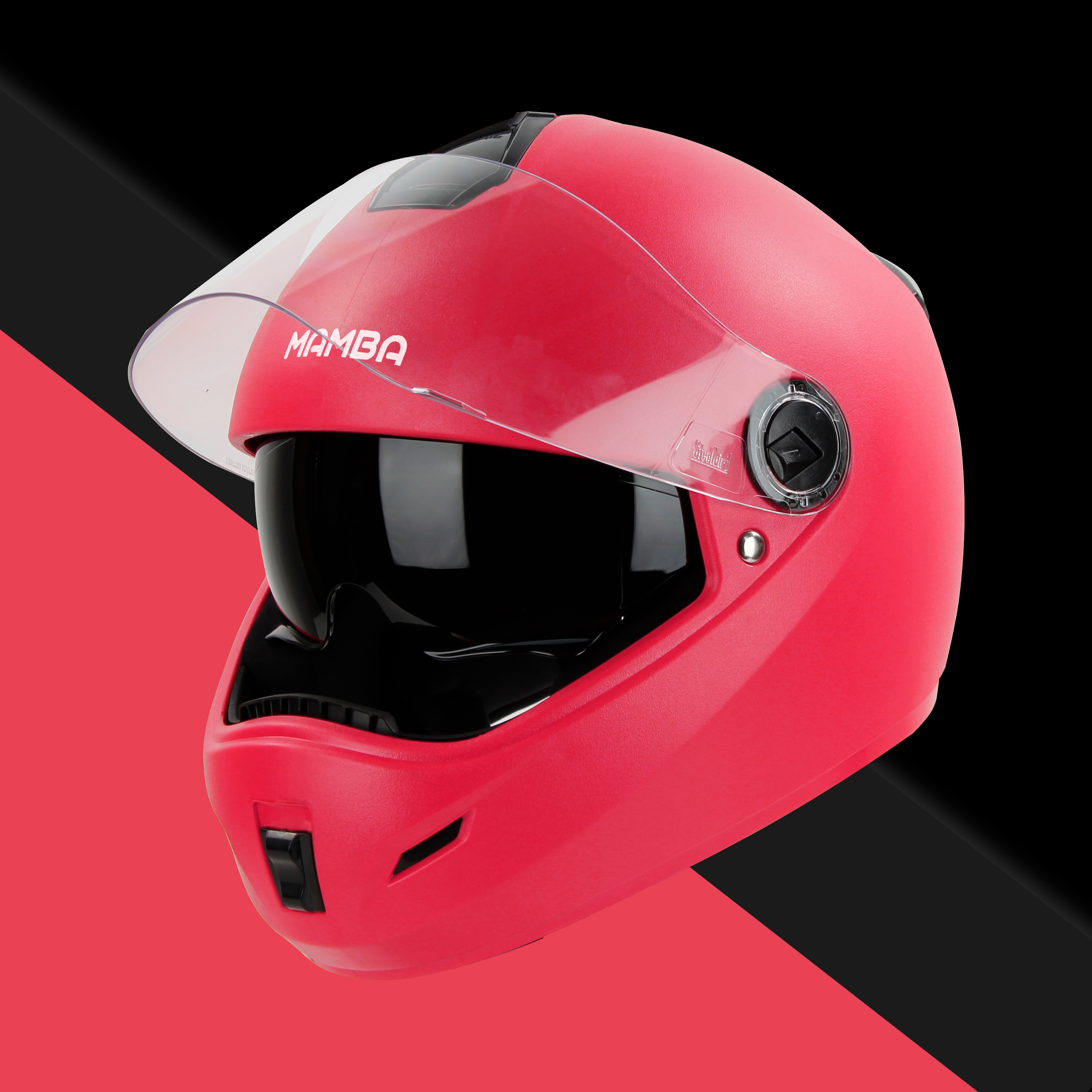 Steelbird SBH-34 Mamba ISI Certified Full Face Helmet With Inner Smoke Sun Shield (Dashing Red)