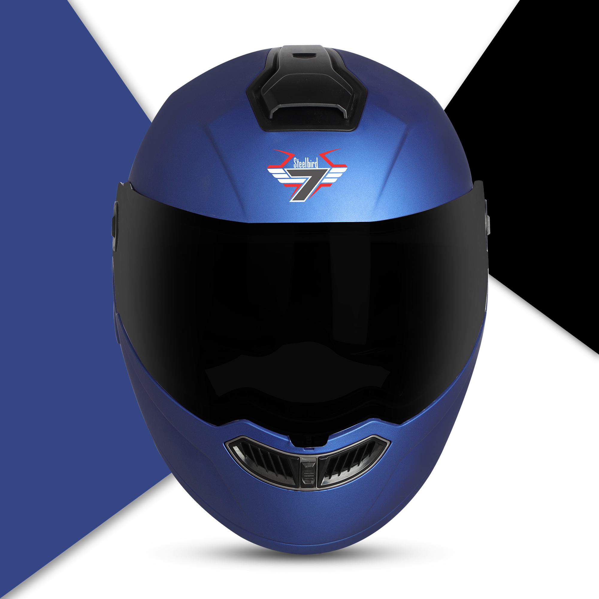 Steelbird SBA-8 7Wings ISI Certified Flip-Up Helmet For Men And Women (Matt Y.Blue With Smoke Visor)