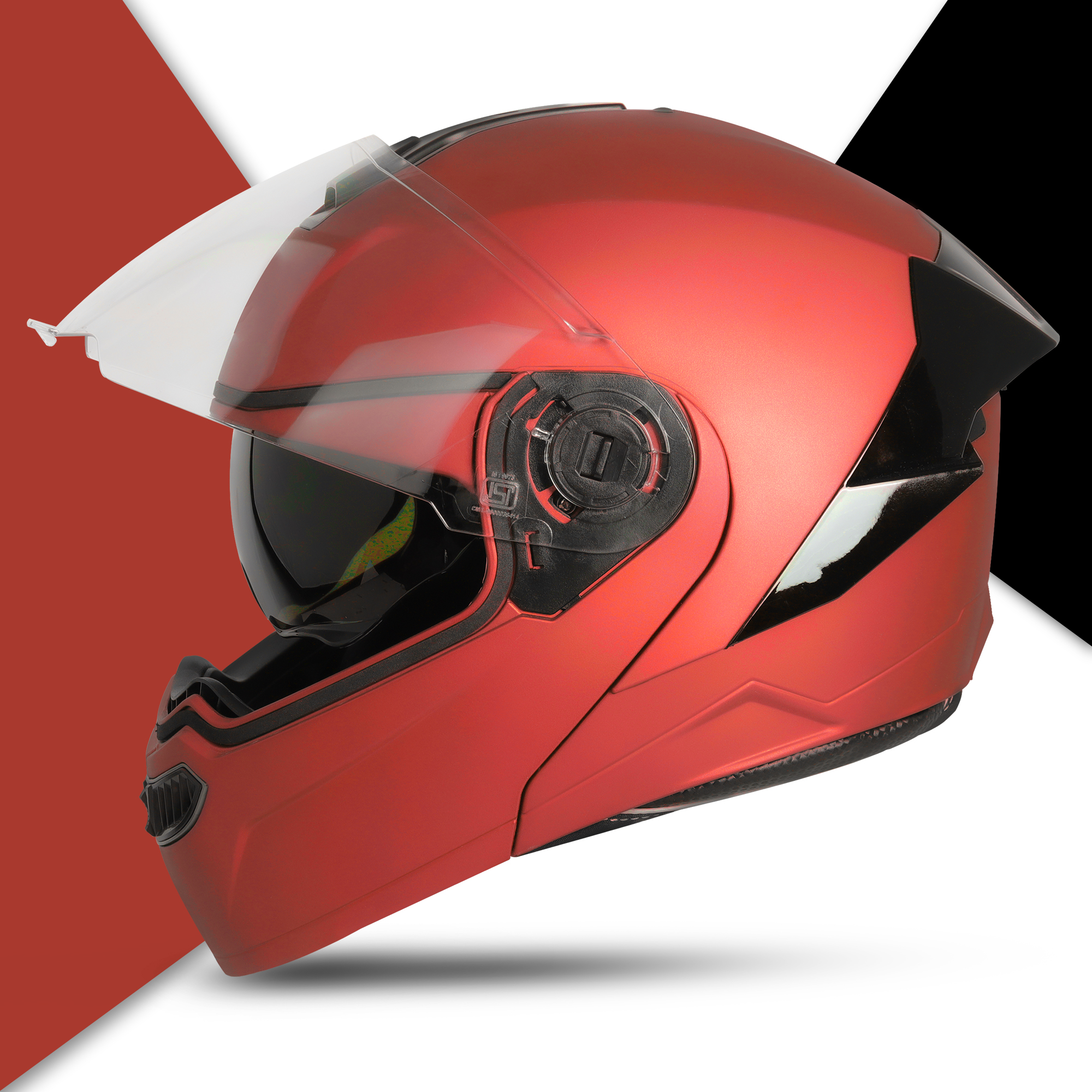 Steelbird SBA-8 7Wings ISI Certified Flip-Up Helmet For Men And Women With Inner Smoke Sun Shield (Matt Sports Red)