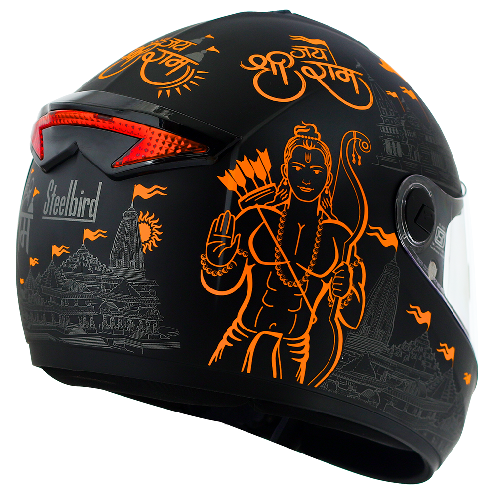 SBH-34 Jai Shree Ram Reflective Mat Black With Orange With ISS