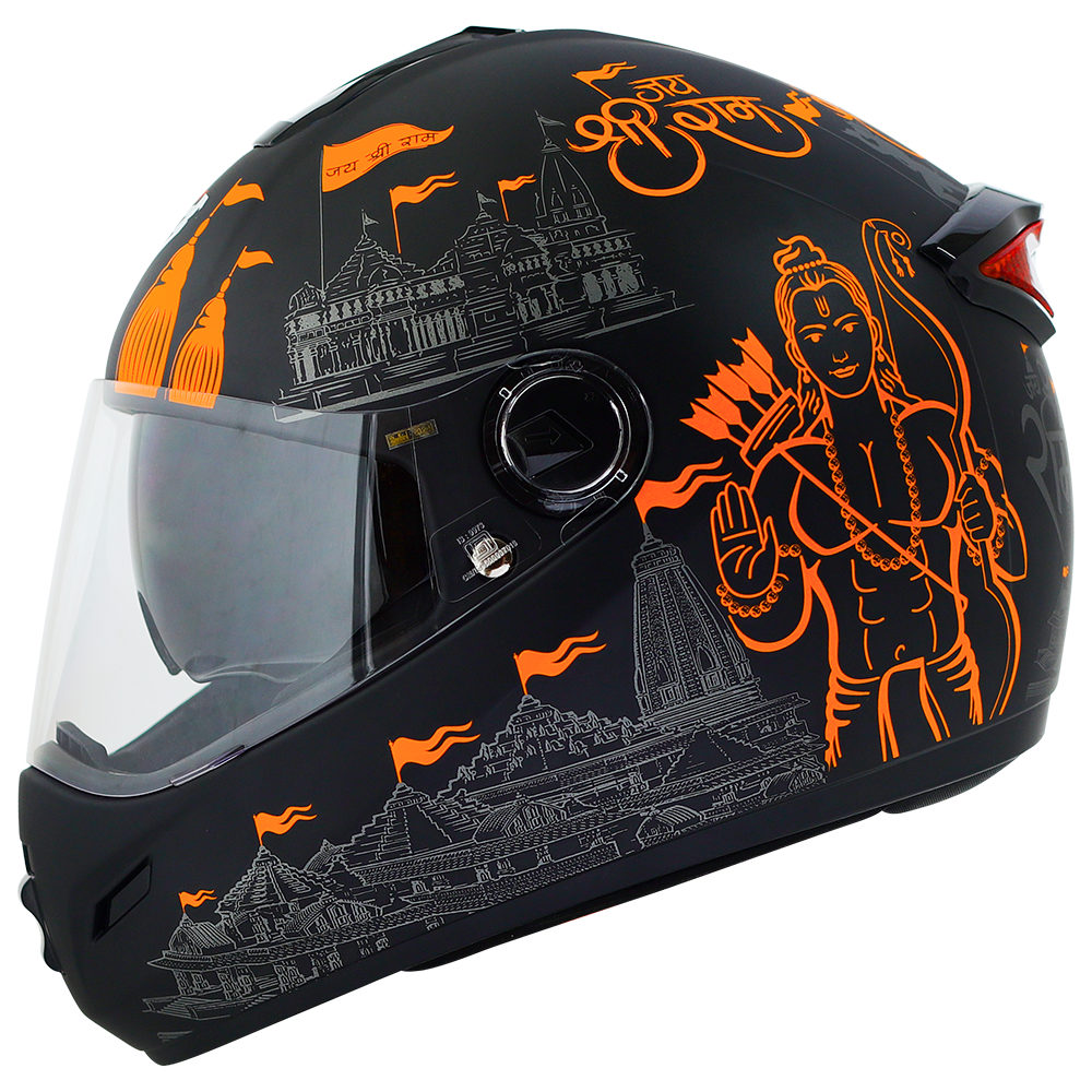 SBH-34 Jai Shree Ram Reflective Glossy Black With Orange With ISS