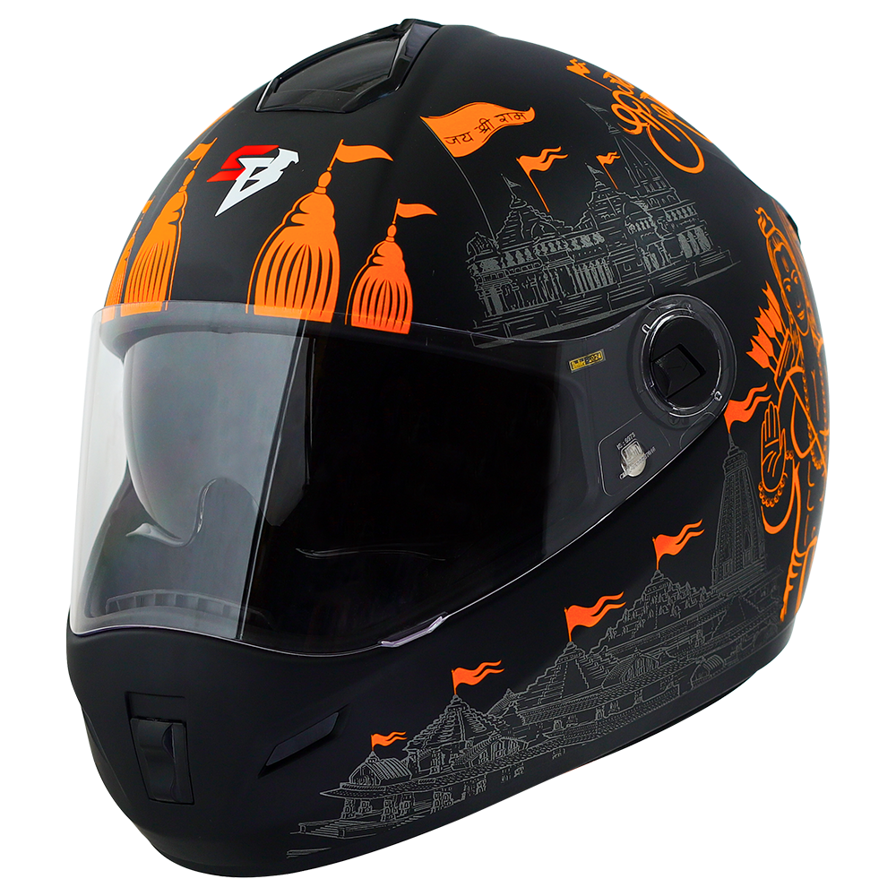 SBH-34 Jai Shree Ram Reflective Glossy Black With Orange With ISS