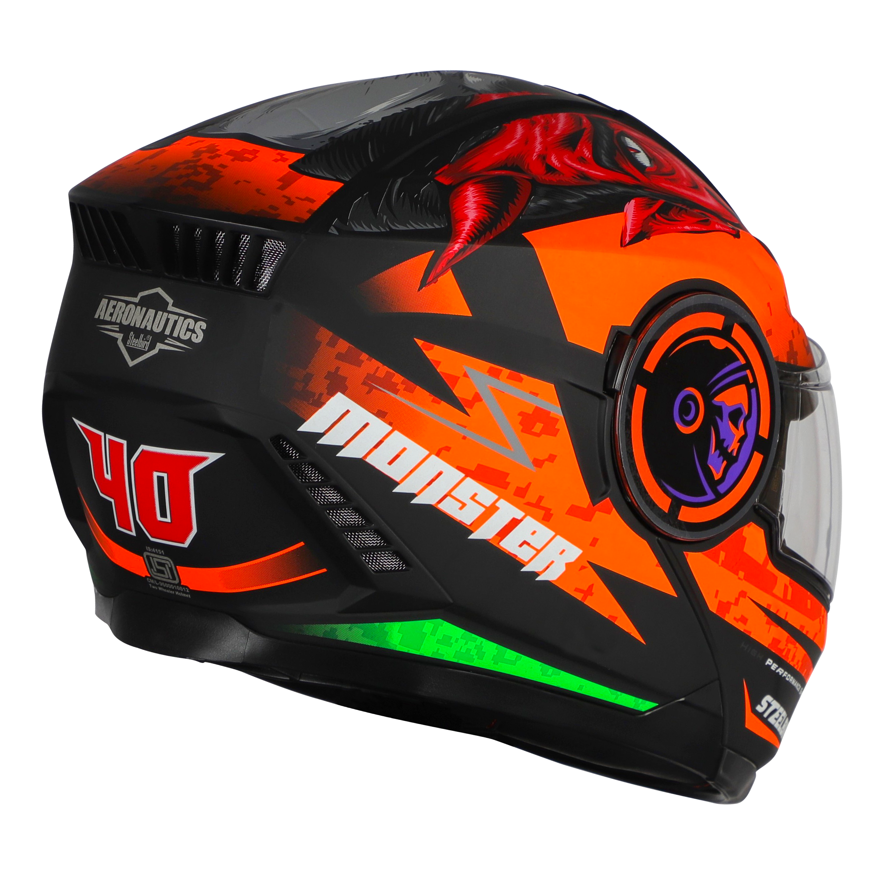 SBH-40 MONSTER GLOSSY BLACK WITH ORANGE