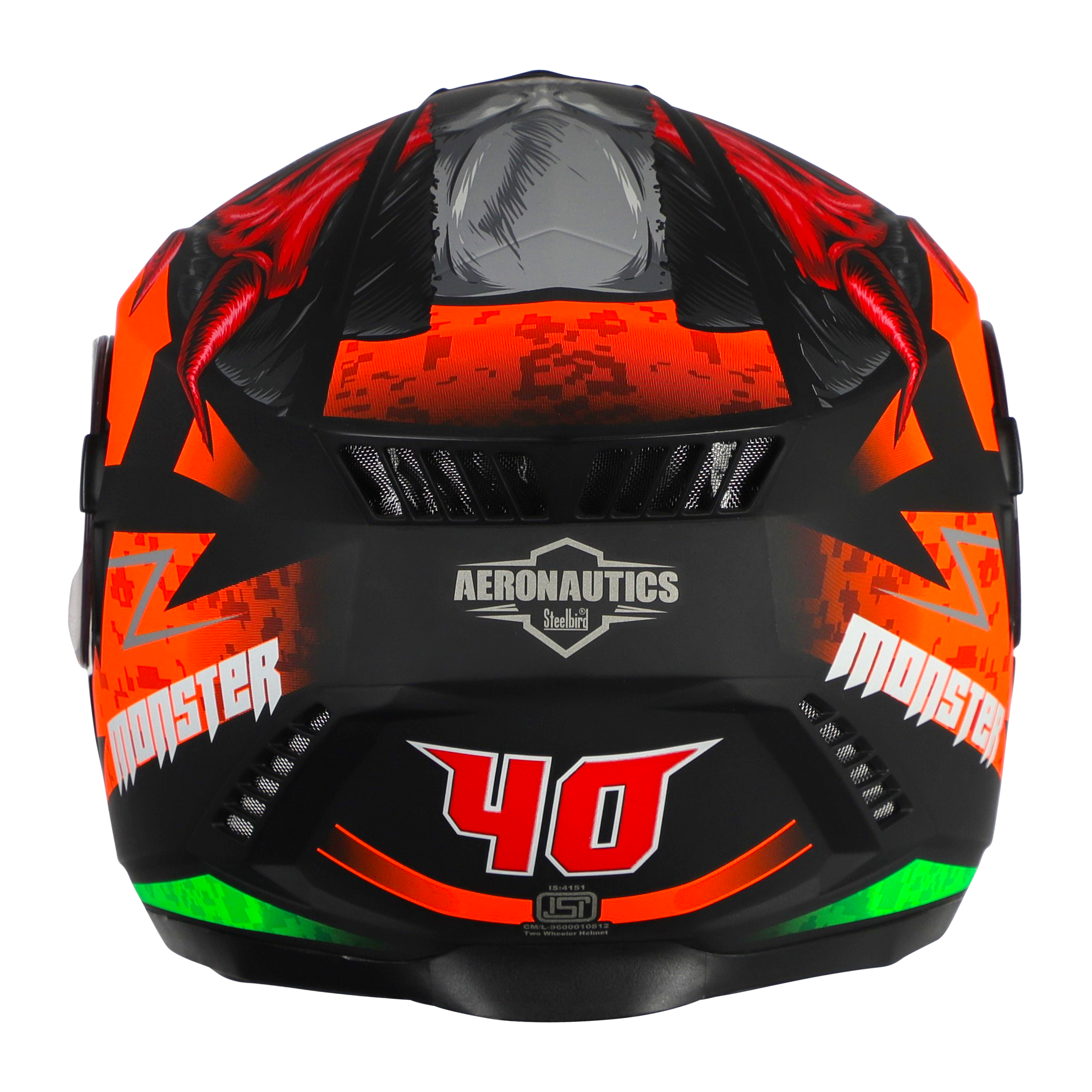 SBH-40 MONSTER GLOSSY BLACK WITH ORANGE