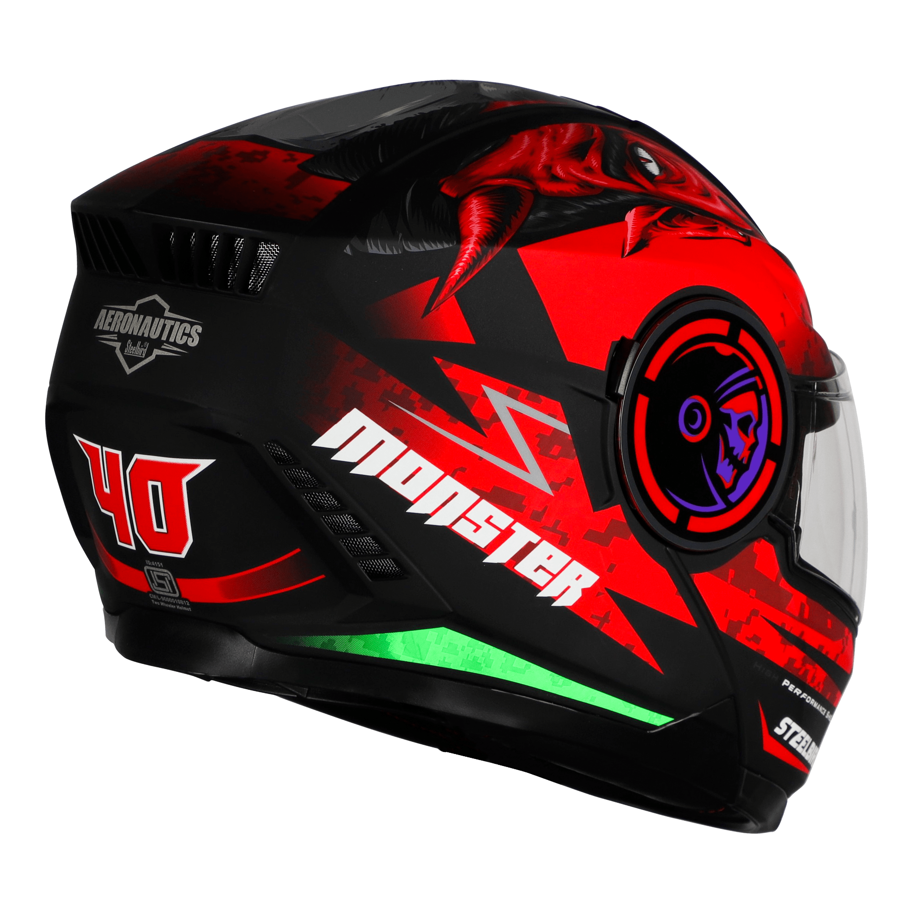 SBH-40 MONSTER ISS MAT BLACK WITH RED