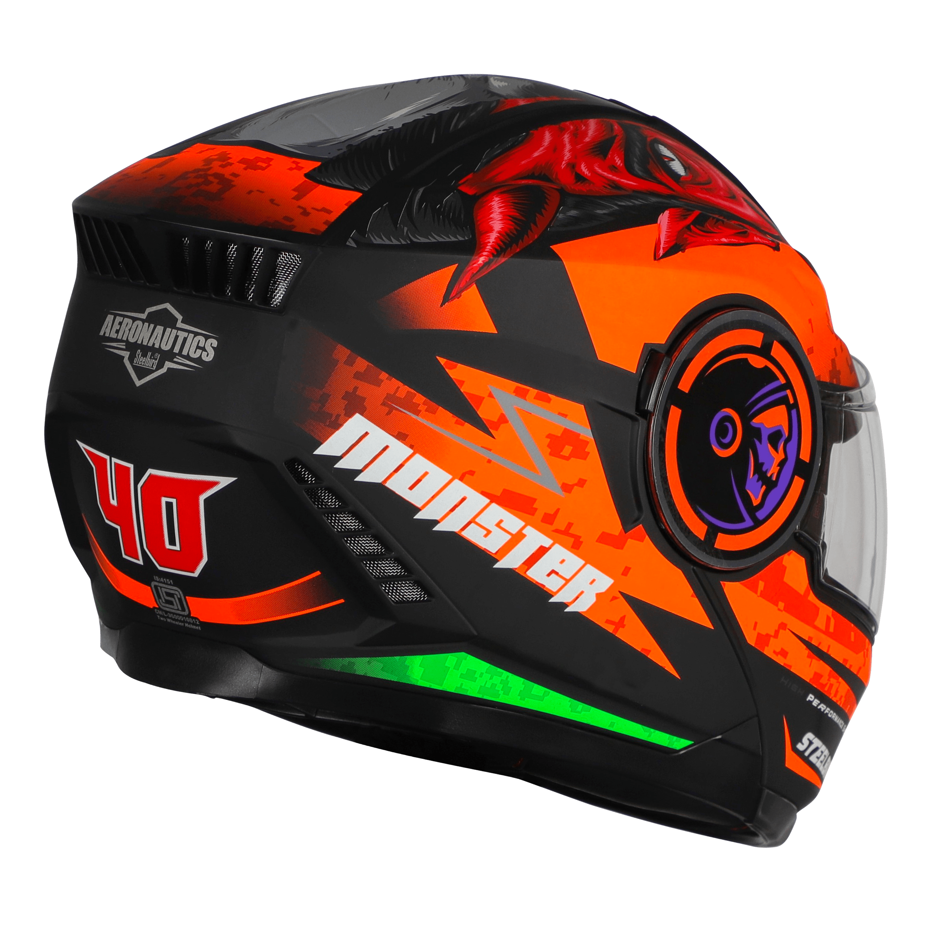 SBH-40 MONSTER ISS MAT BLACK WITH ORANGE