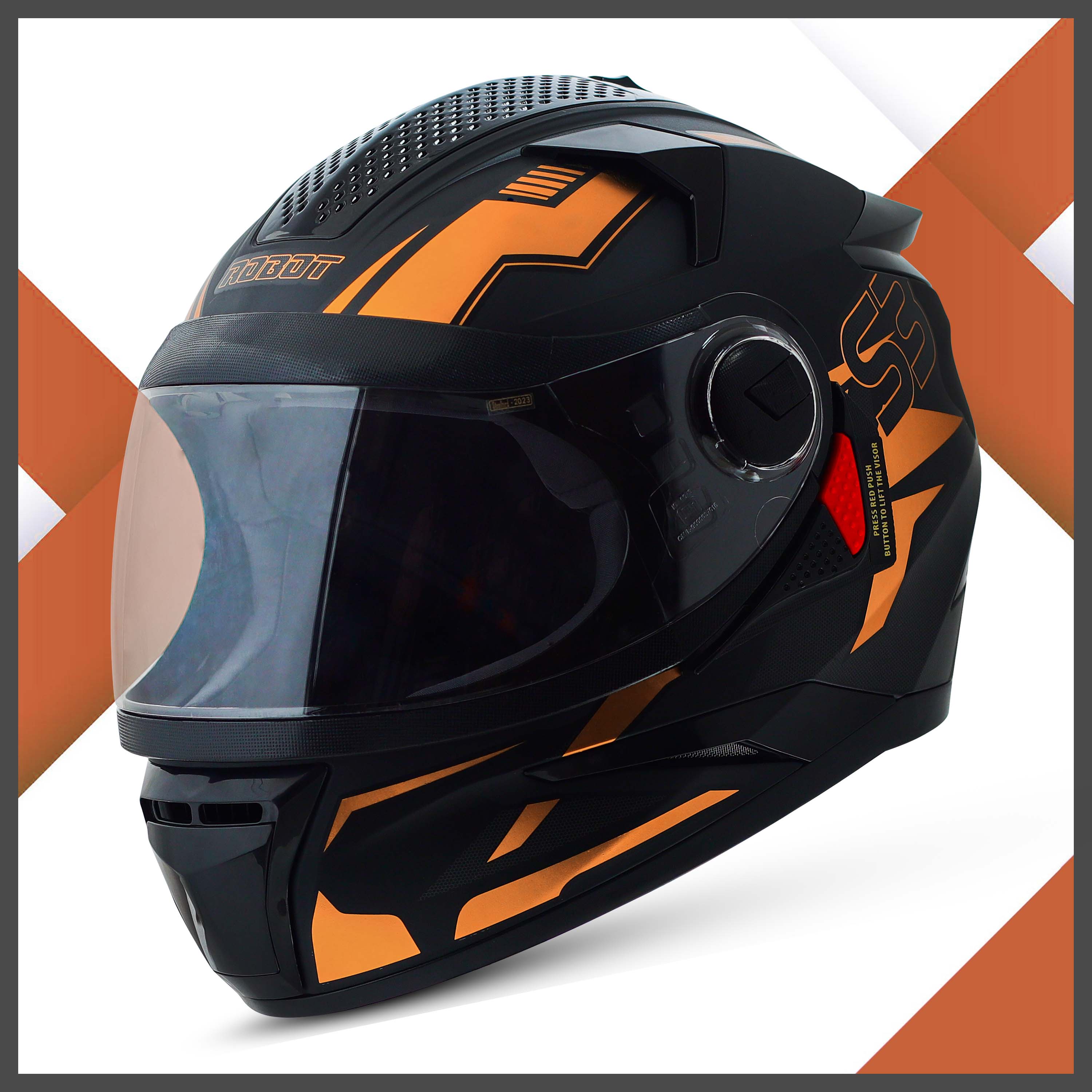 Steelbird SBH-17 Robot Terminator ISI Certified Full Face Chrome Graphic Helmet For Men And Women (Glossy Black Copper With Smoke Visor)