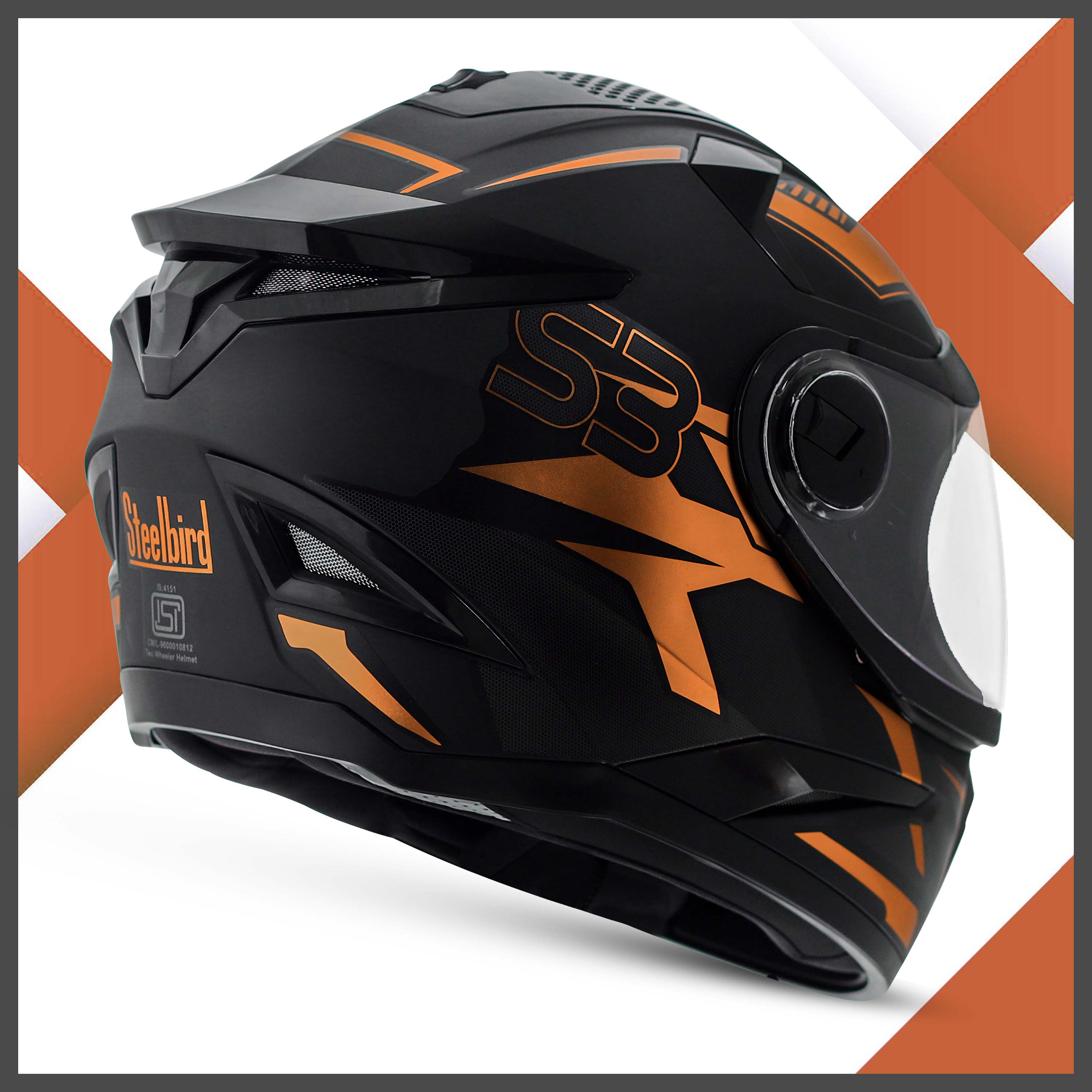 Steelbird SBH-17 Robot Terminator ISI Certified Full Face Chrome Graphic Helmet For Men And Women (Glossy Black Copper With Smoke Visor)