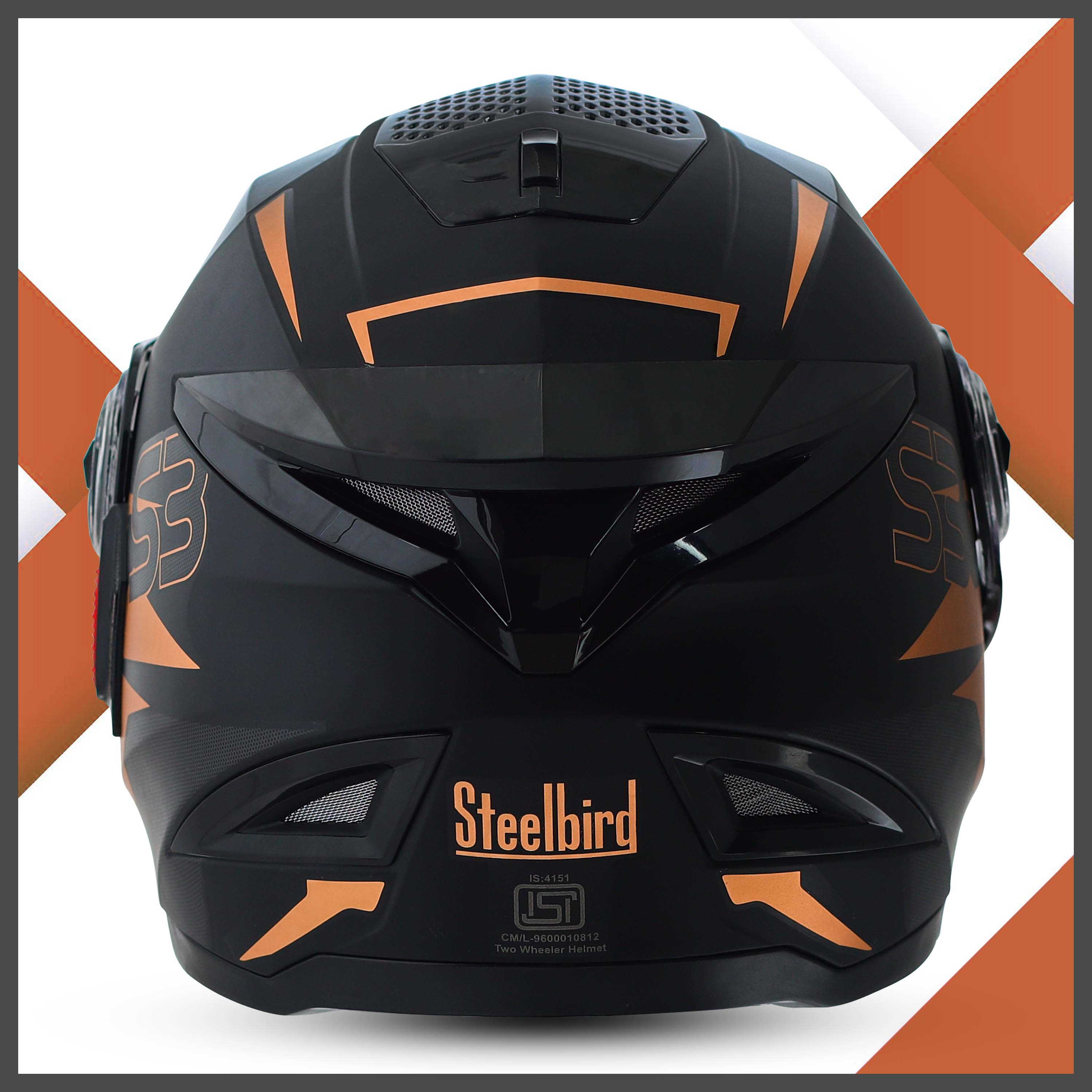 Steelbird SBH-17 Robot Terminator ISI Certified Full Face Chrome Graphic Helmet For Men And Women (Glossy Black Copper With Smoke Visor)