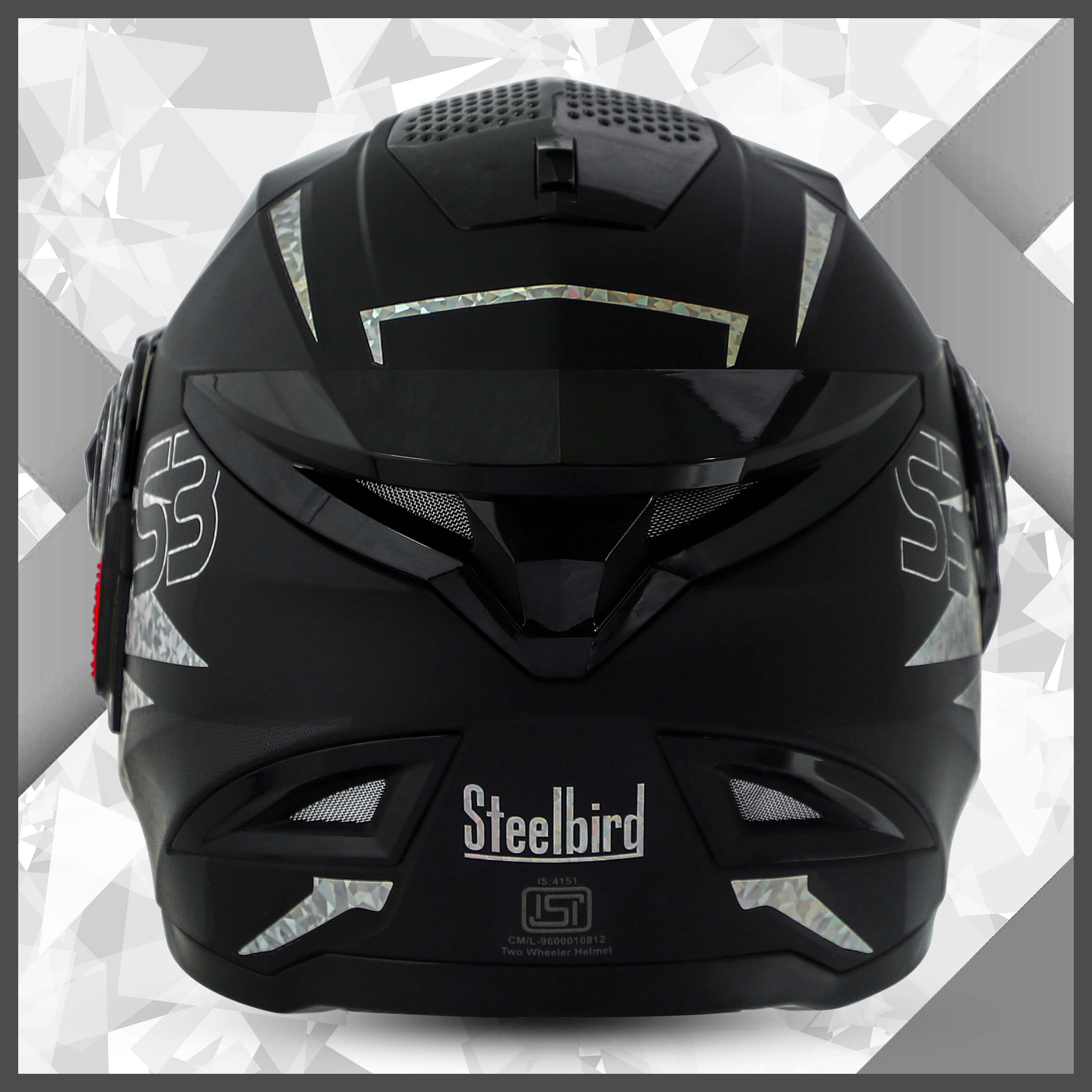 Steelbird SBH-17 Robot Terminator ISI Certified Full Face Chrome Graphic Helmet For Men And Women (Glossy Black Diamond With Smoke Visor)