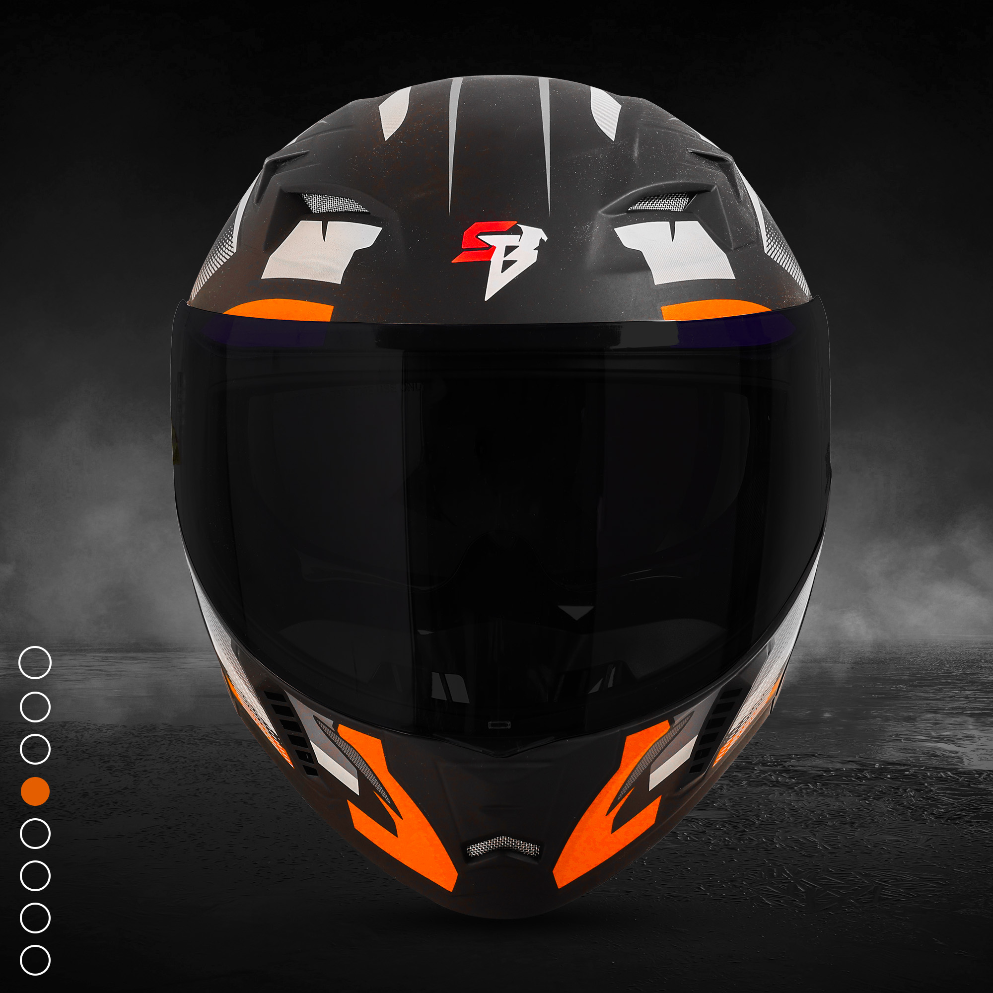 Steelbird SBA-20 Hunt ISI Certified Flip-Up Graphic Helmet For Men And Women (Matt Black Orange With Black Spoiler And Smoke Visor)