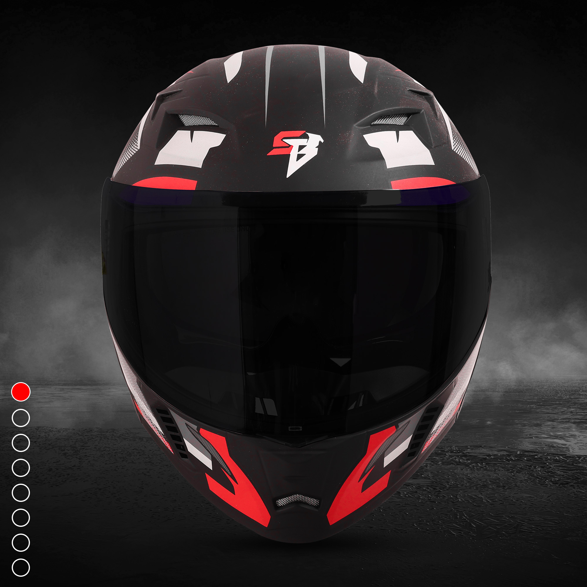 Steelbird SBA-20 Hunt ISI Certified Flip-Up Graphic Helmet For Men And Women (Matt Black Red With Black Spoiler And Smoke Visor)