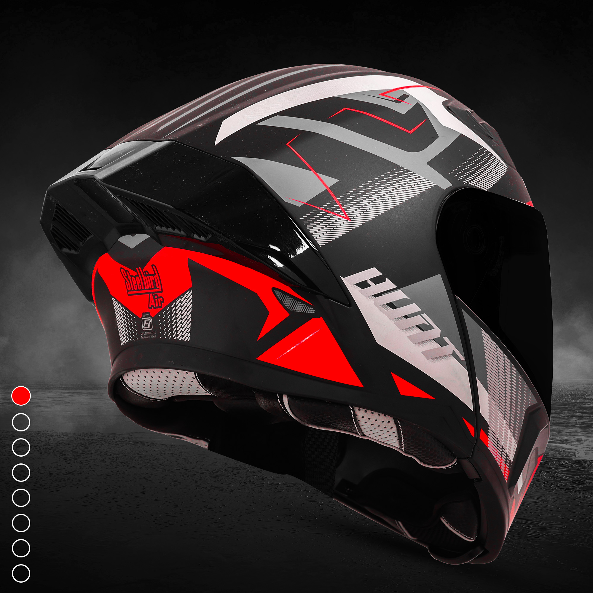 Steelbird SBA-20 Hunt ISI Certified Flip-Up Graphic Helmet For Men And Women (Matt Black Red With Black Spoiler And Smoke Visor)