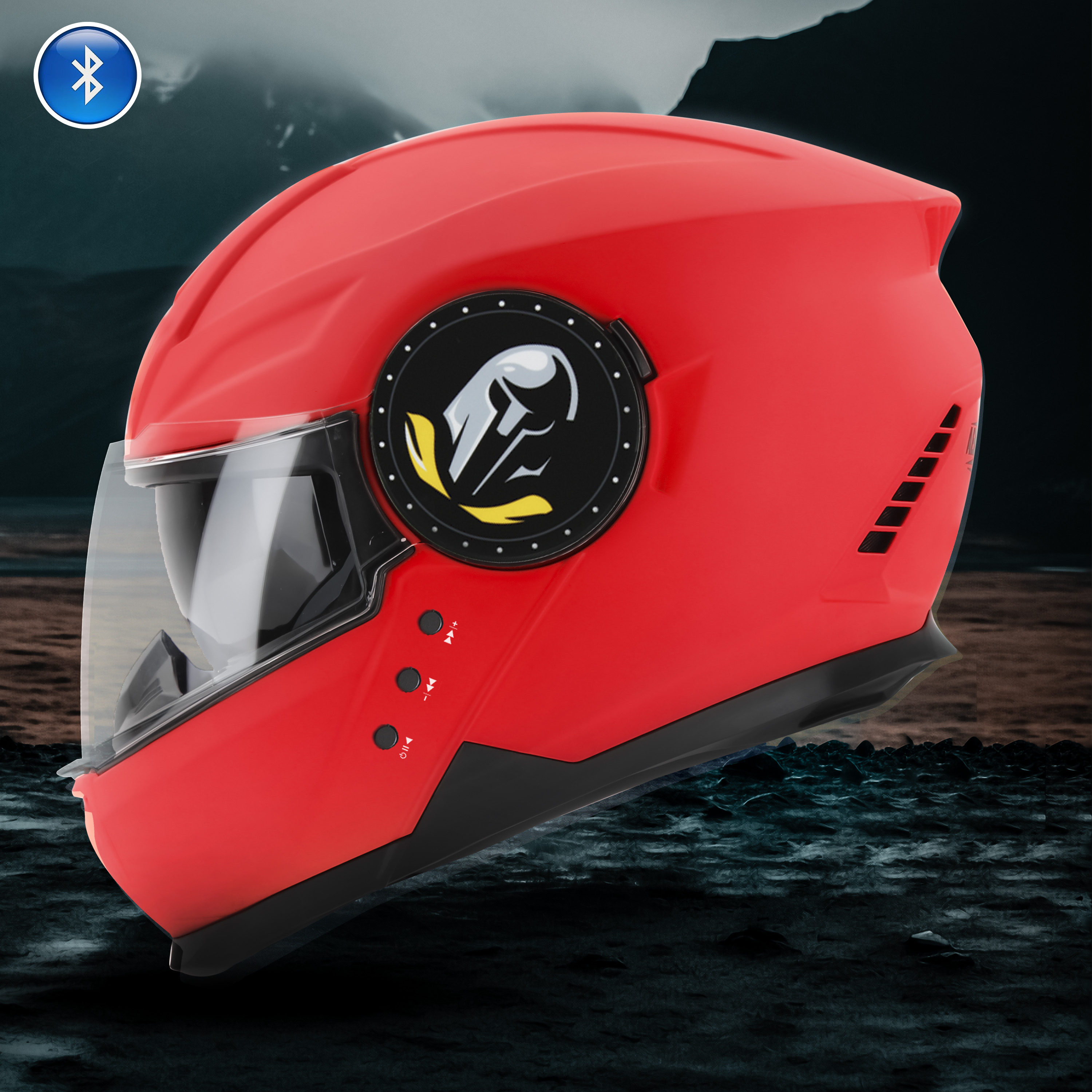 Steelbird Bluetooth Full Face ISI Certified Helmet For Men With Inner Smoke Sun Shield | SBH-40 7Wings (Dashing Red)