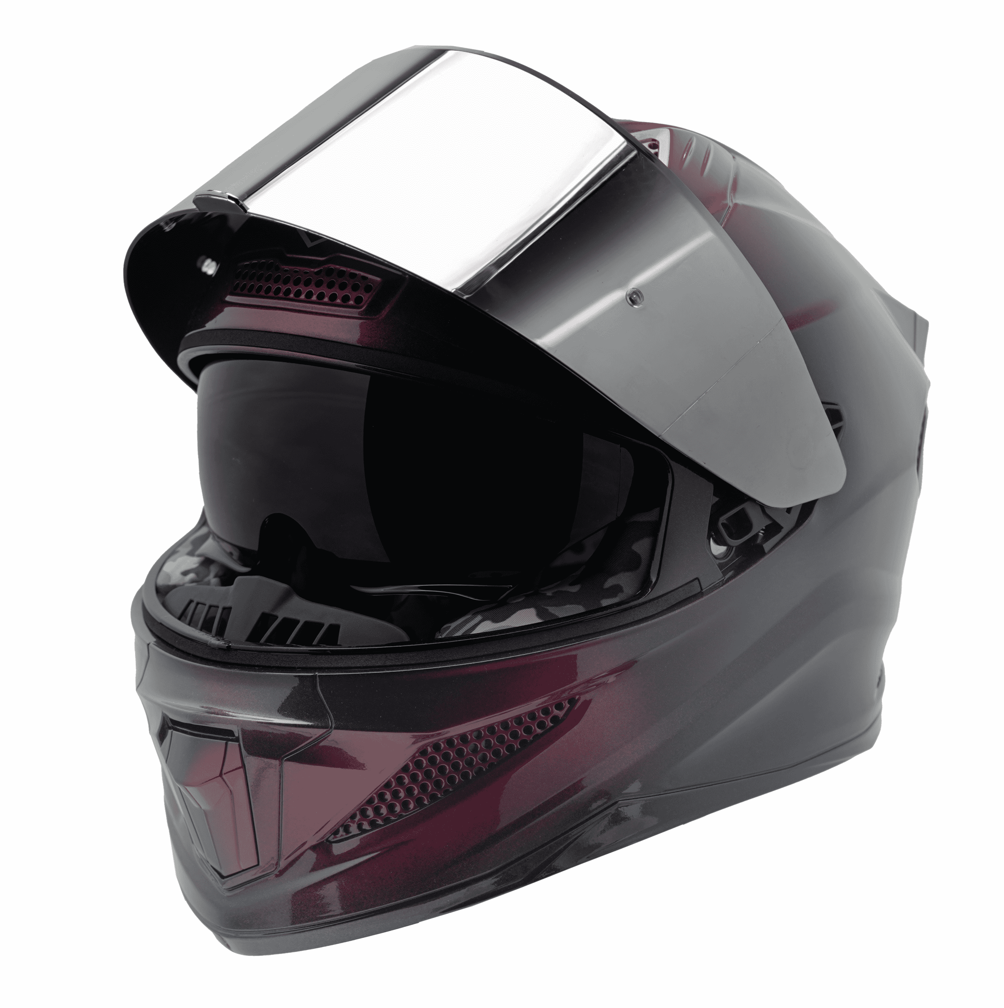 SBH-25 ISS BREEZE ON OMBRE GLOSSY BLACK WITH WINE RED