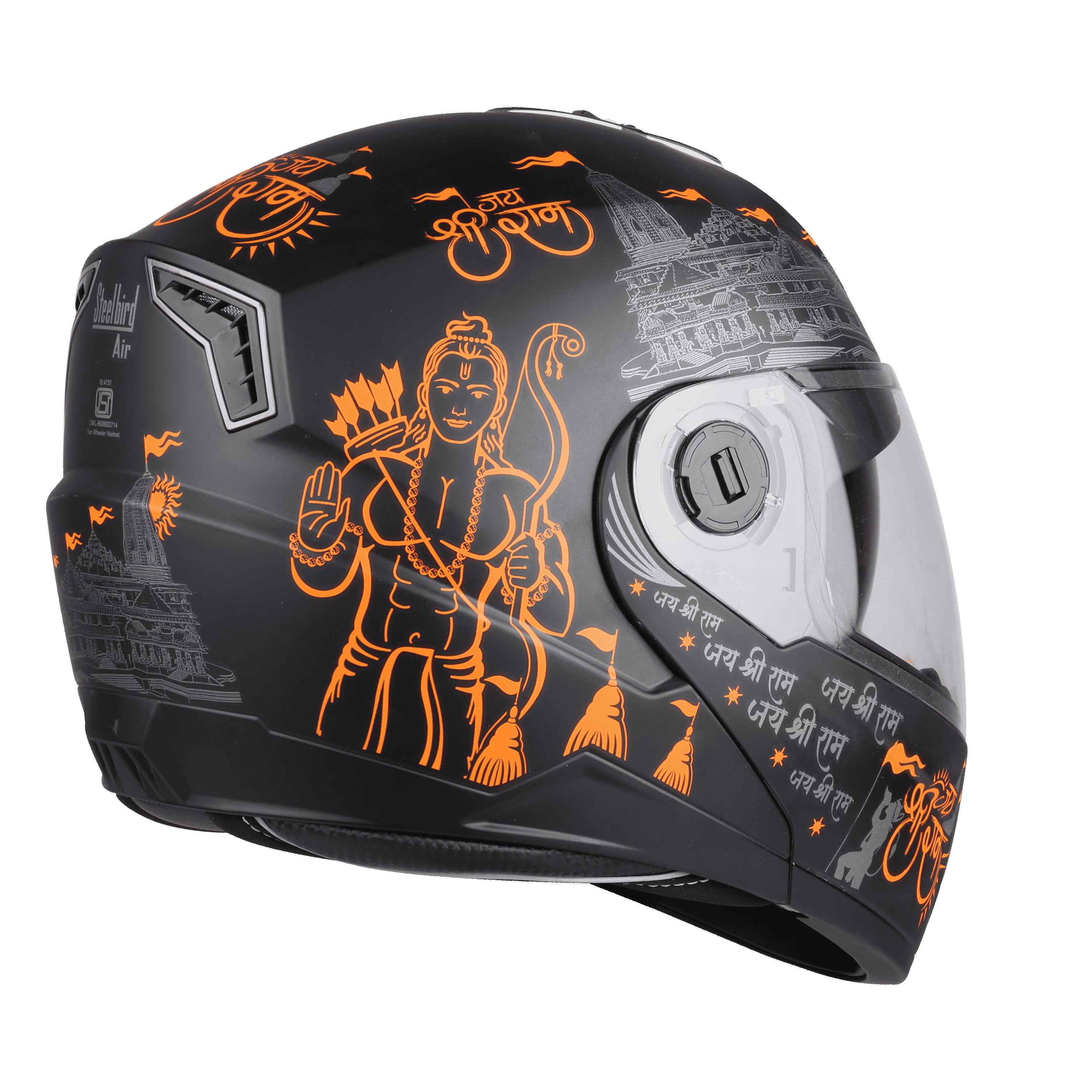 SBA-7 JAI SHREE RAM GLOSSY BLACK ORANGE 