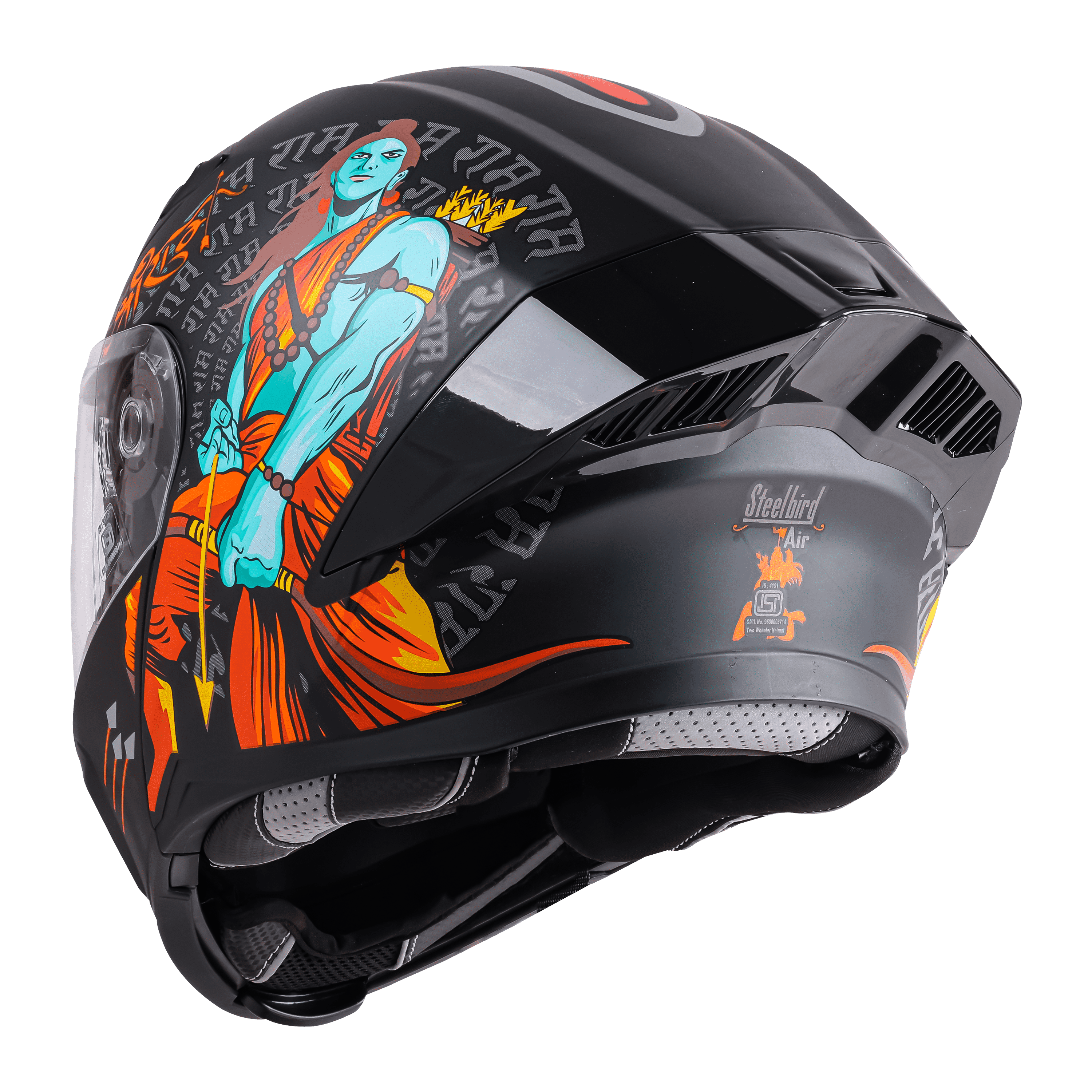 SBA-20 ISS JAI SHREE RAM GLOSSY BLACK ORANGE 