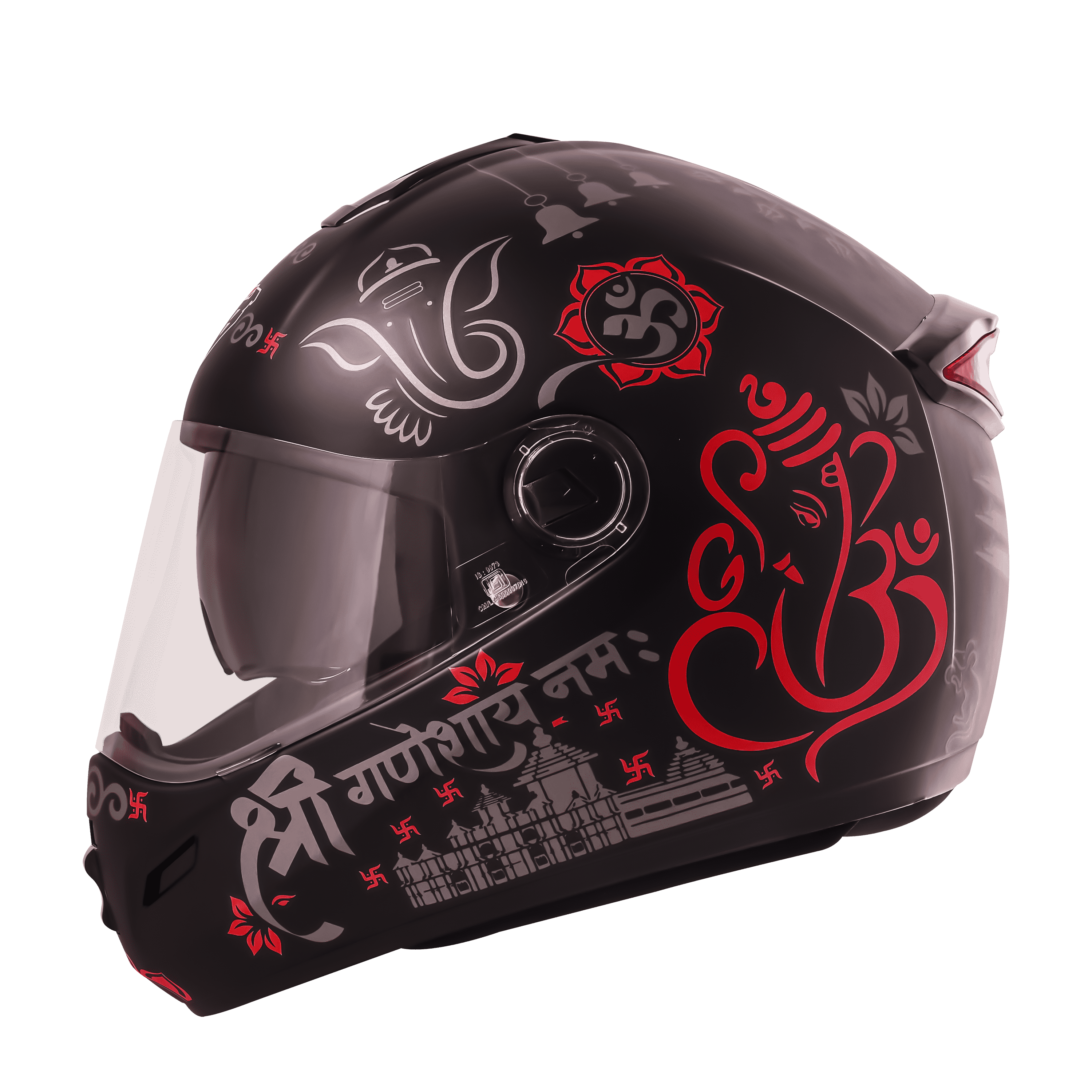 SBH-34 ISS REFLECTIVE SHREE GANESHA GLOSSY BLACK WITH RED