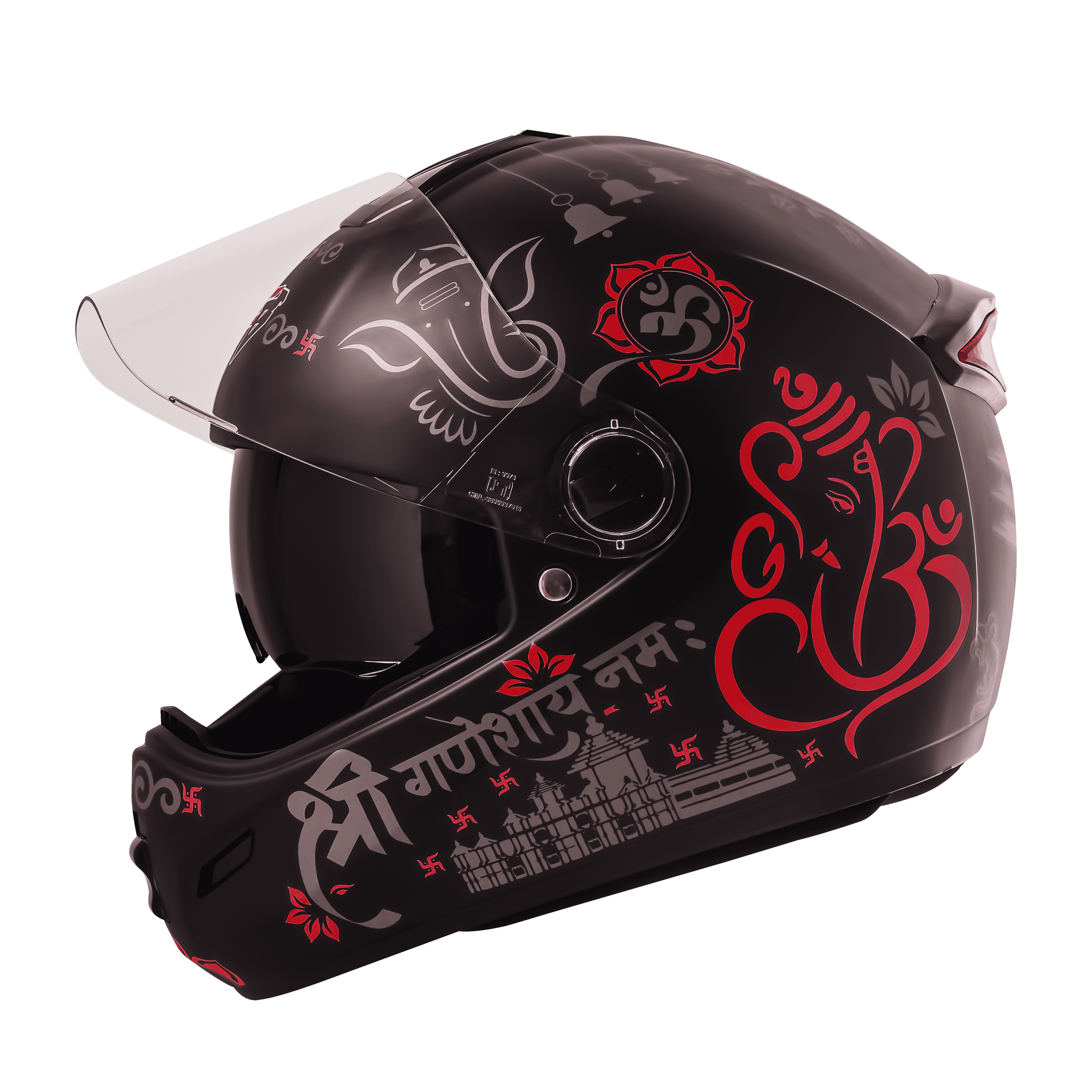 SBH-34 ISS REFLECTIVE SHREE GANESHA GLOSSY BLACK WITH RED