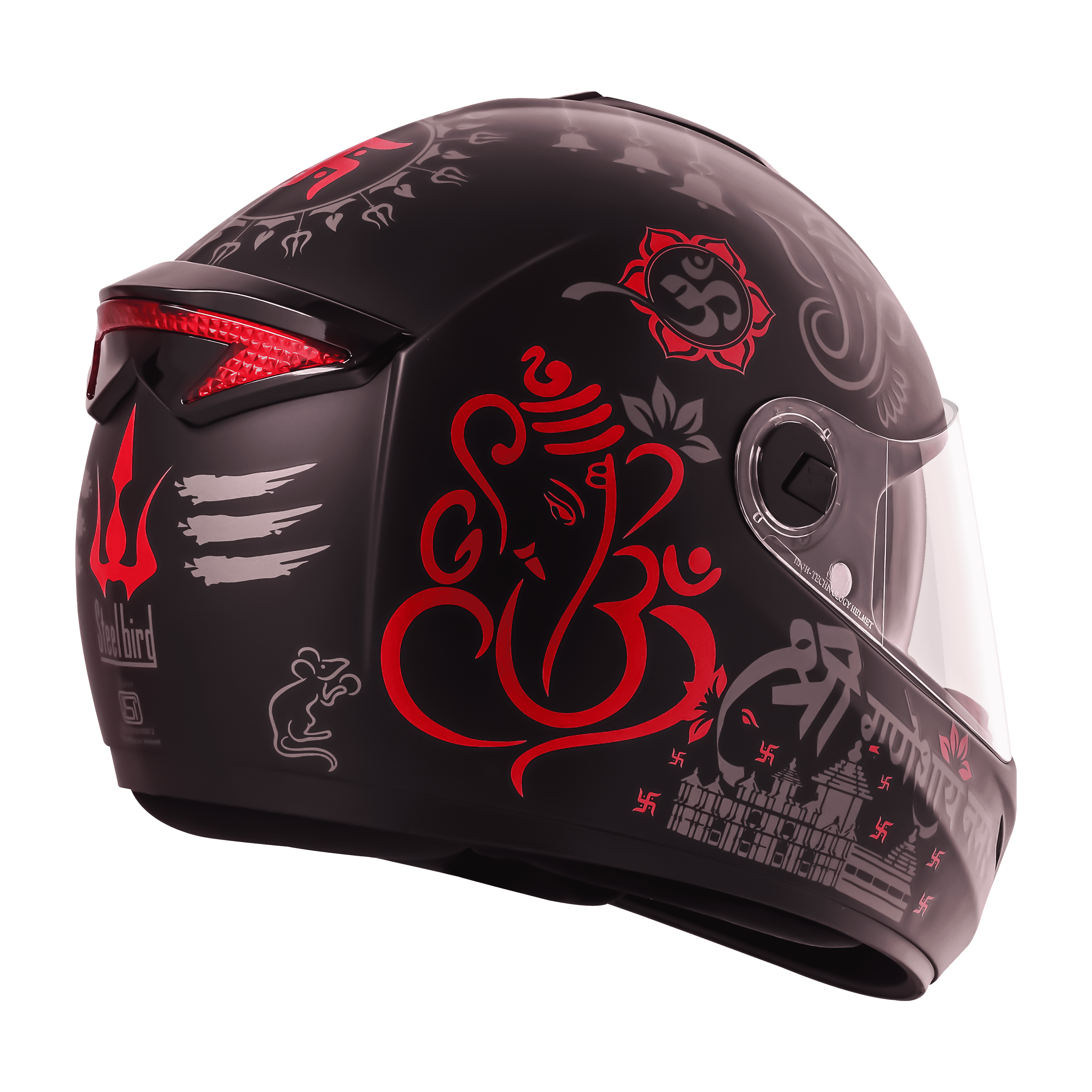 SBH-34 ISS REFLECTIVE SHREE GANESHA GLOSSY BLACK WITH RED