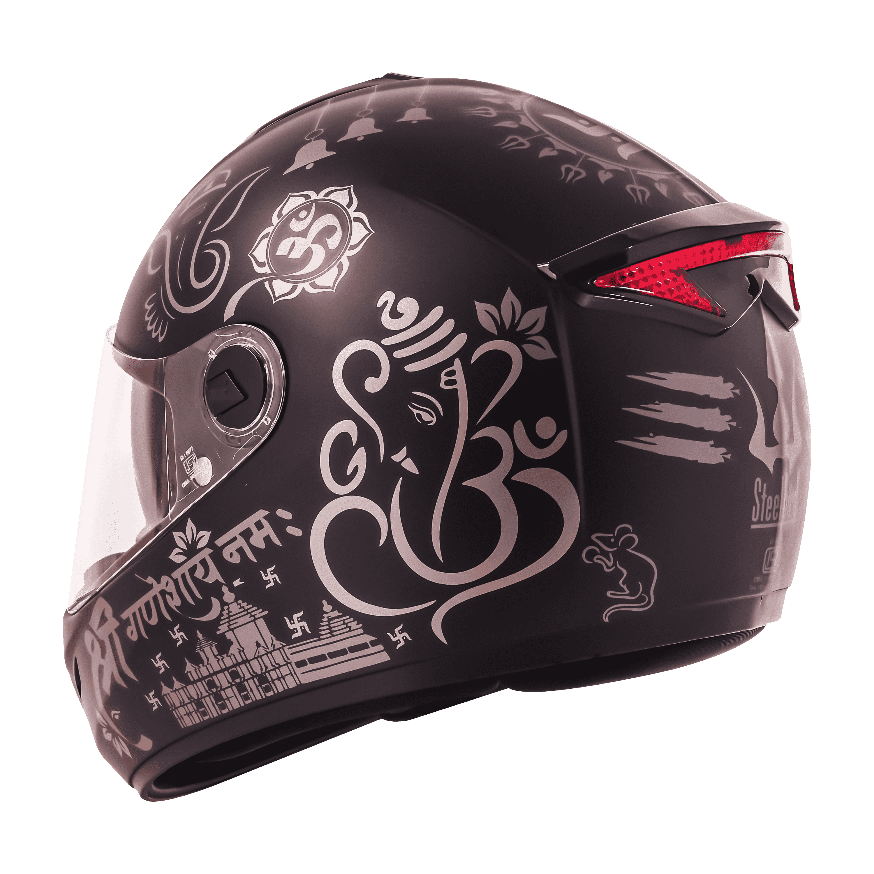 SBH-34 ISS REFLECTIVE SHREE GANESHA GLOSSY BLACK WITH GREY