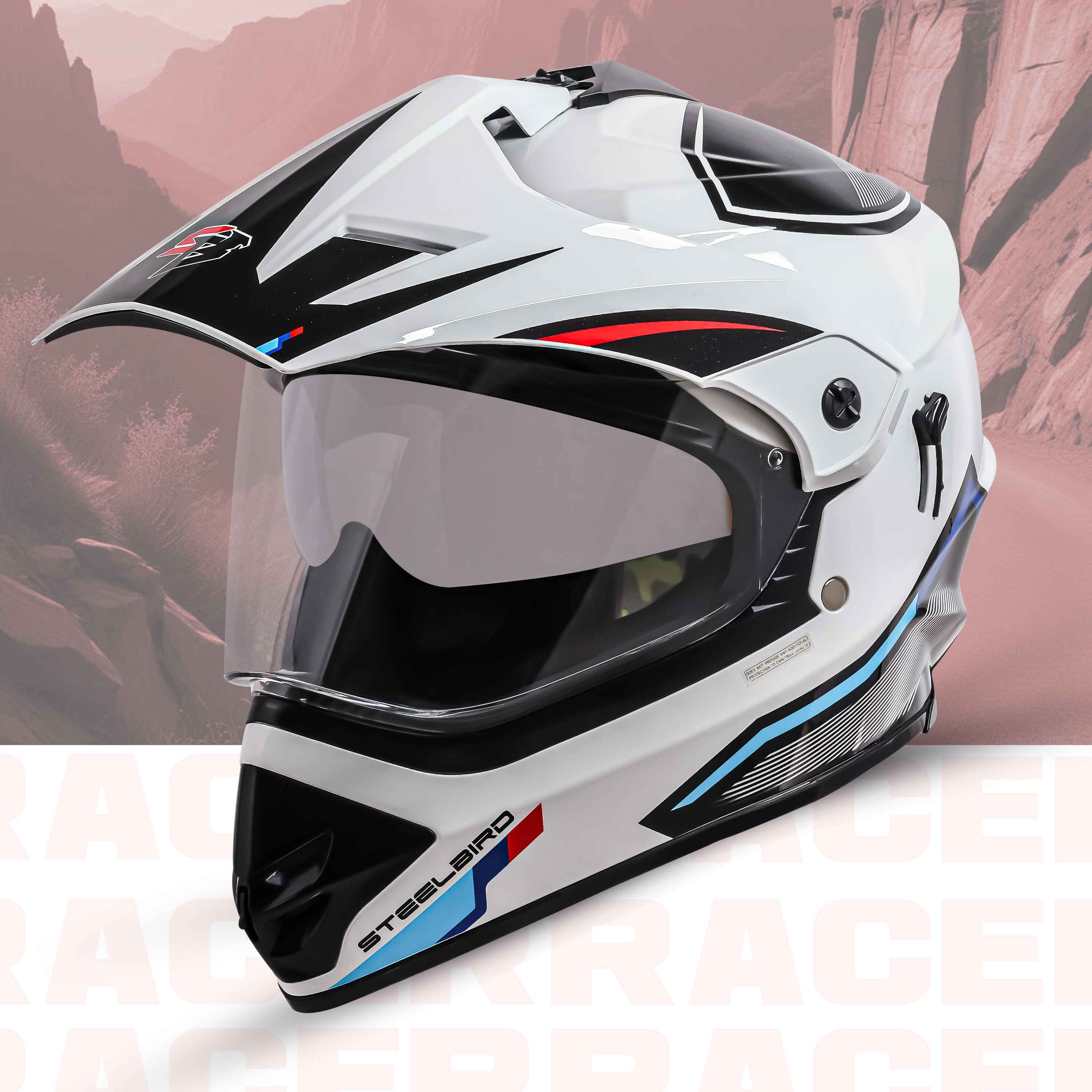 SBH-13 ISS RACER GLOSSY WHITE WITH RED