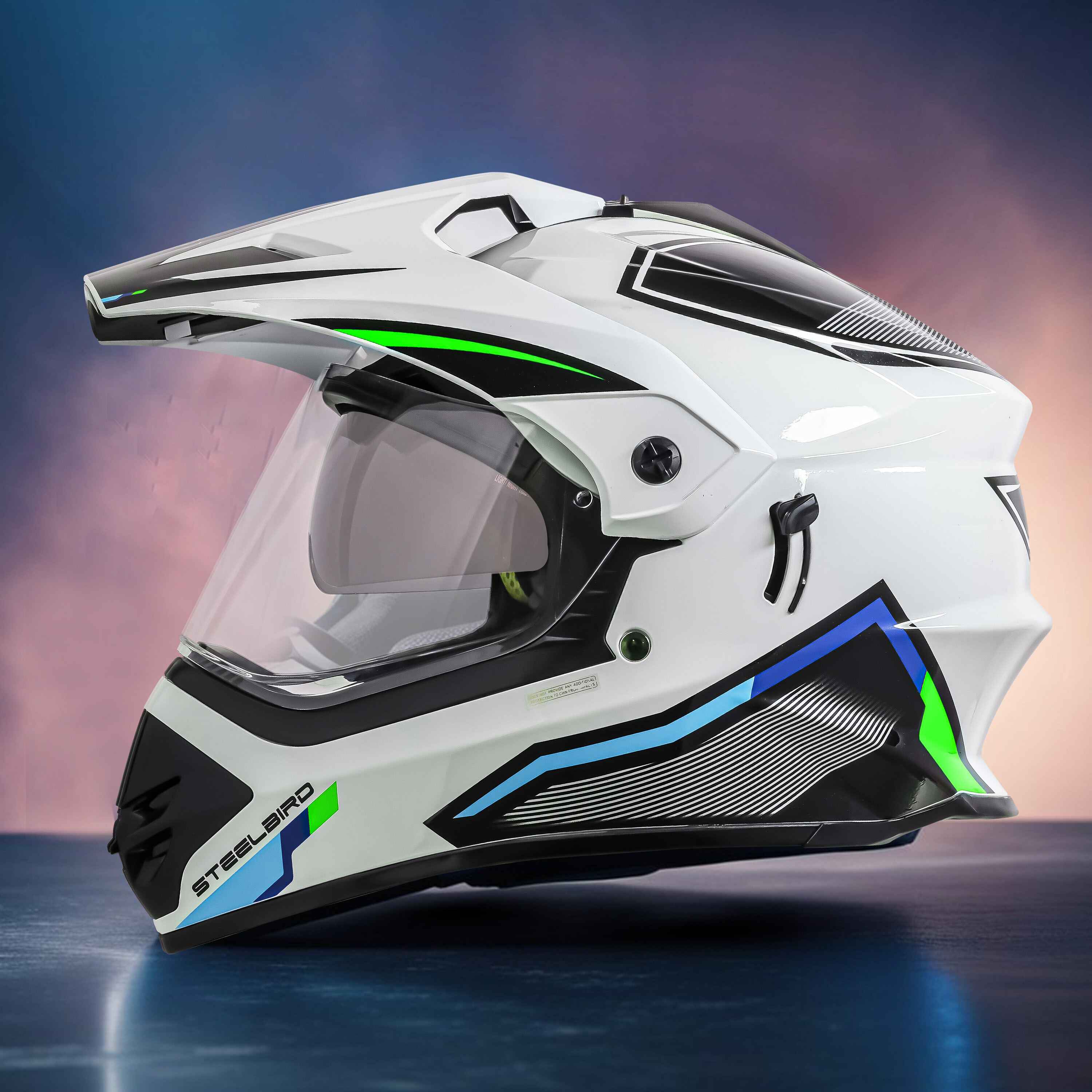 SBH-13 ISS RACER GLOSSY WHITE WITH GREEN 