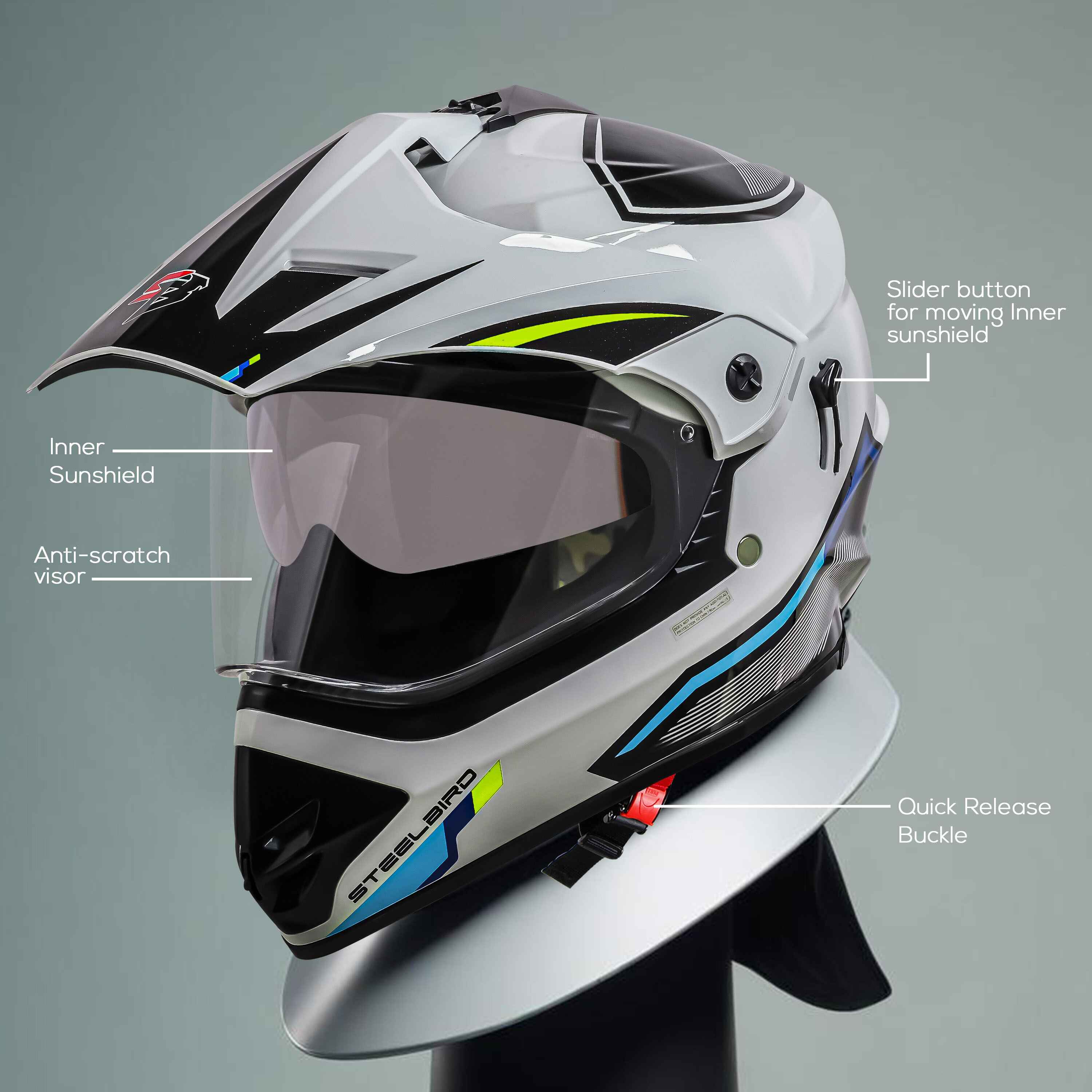 SBH-13 ISS RACER GLOSSY WHITE WITH NEON 