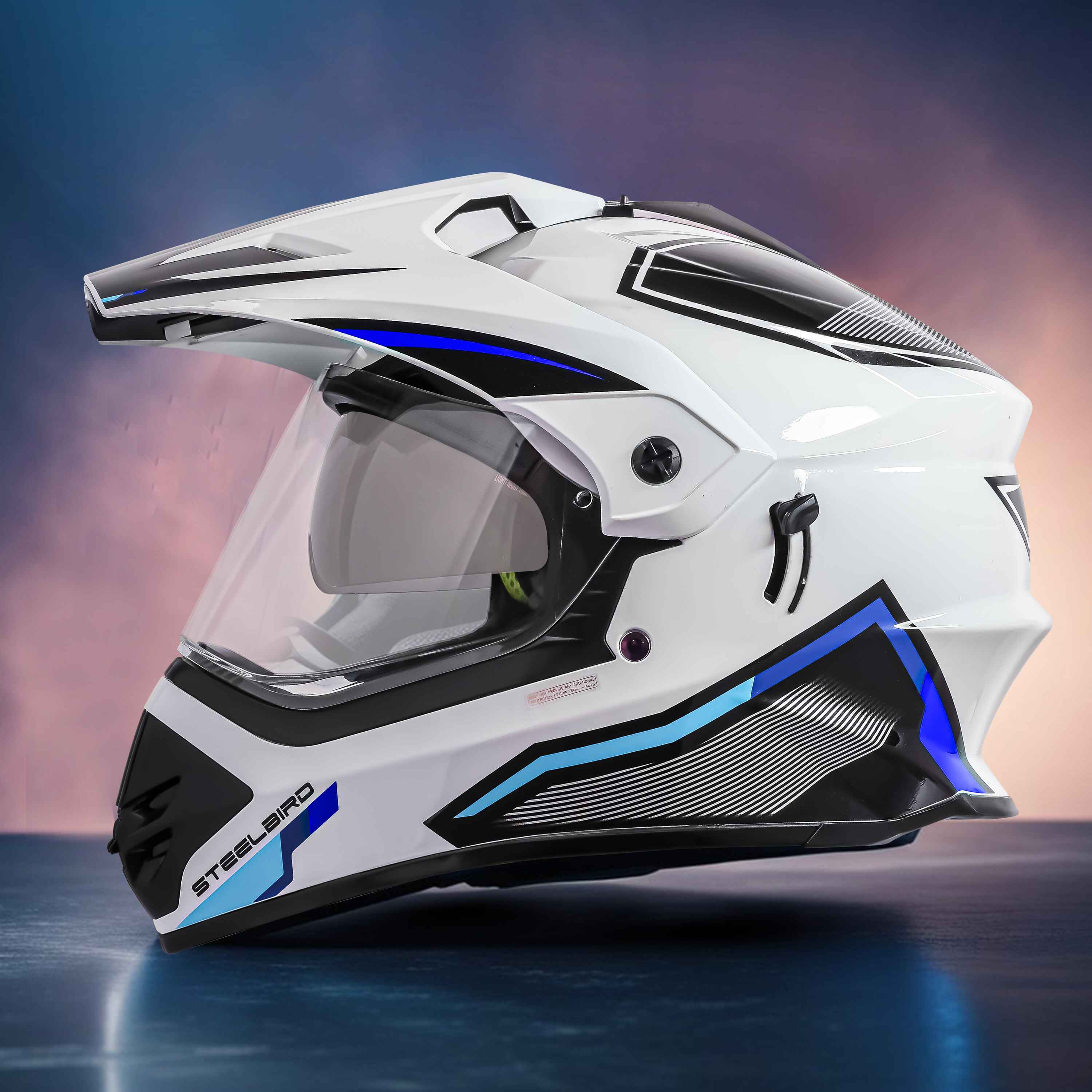 SBH-13 ISS RACER GLOSSY WHITE WITH BLUE 