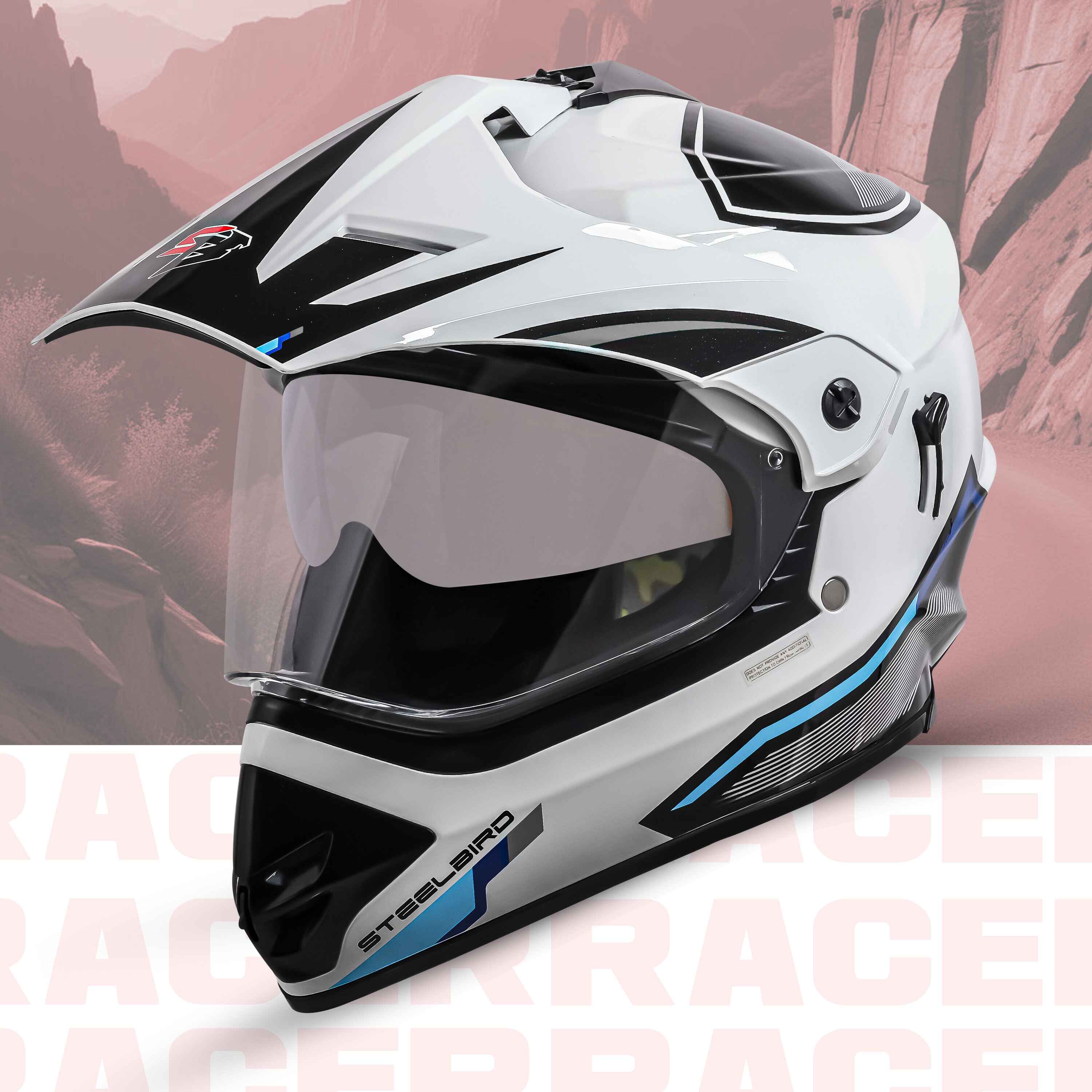 SBH-13 ISS RACER GLOSSY WHITE WITH GREY 