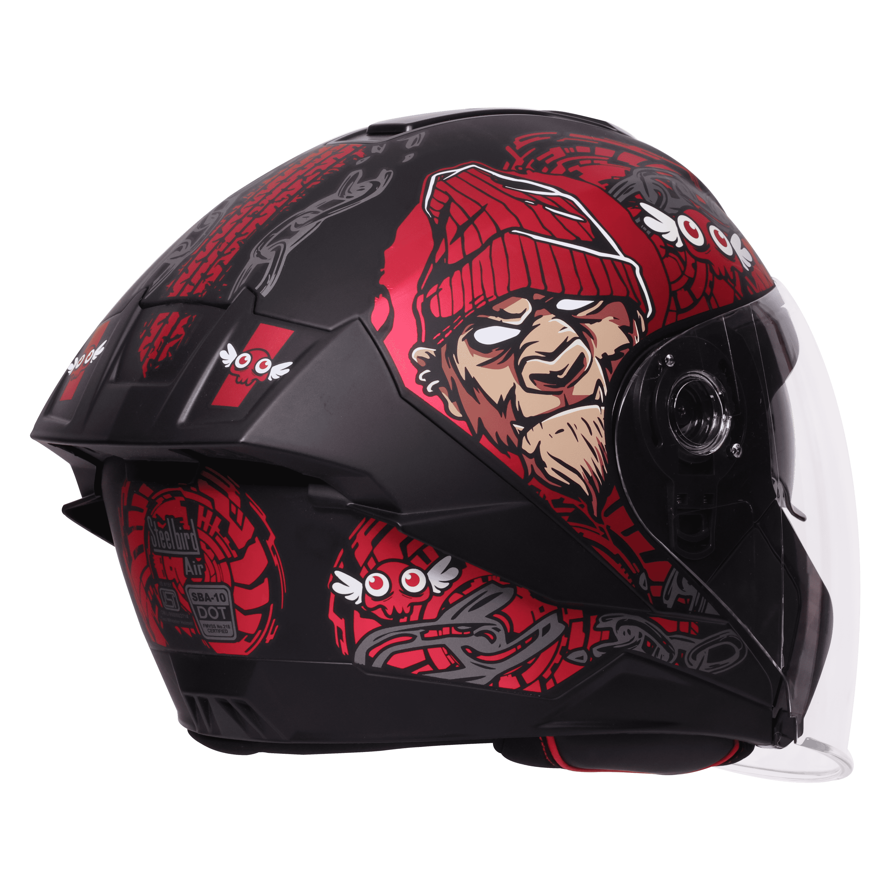 SBA-10 ISS MAD APE MAT BLACK WITH CHROME RED