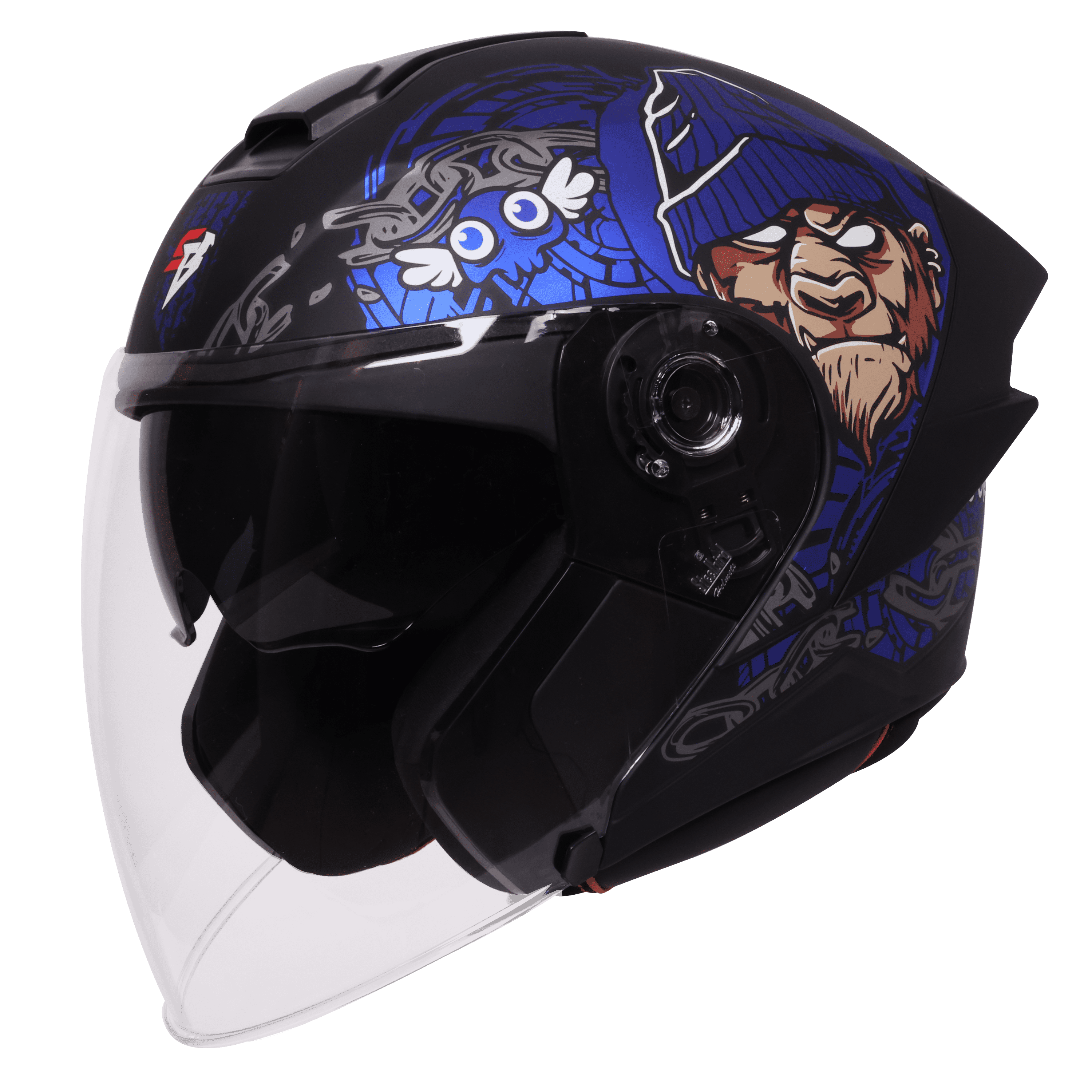 SBA-10 ISS MAD APE GLOSSY BLACK WITH CHROME BLUE