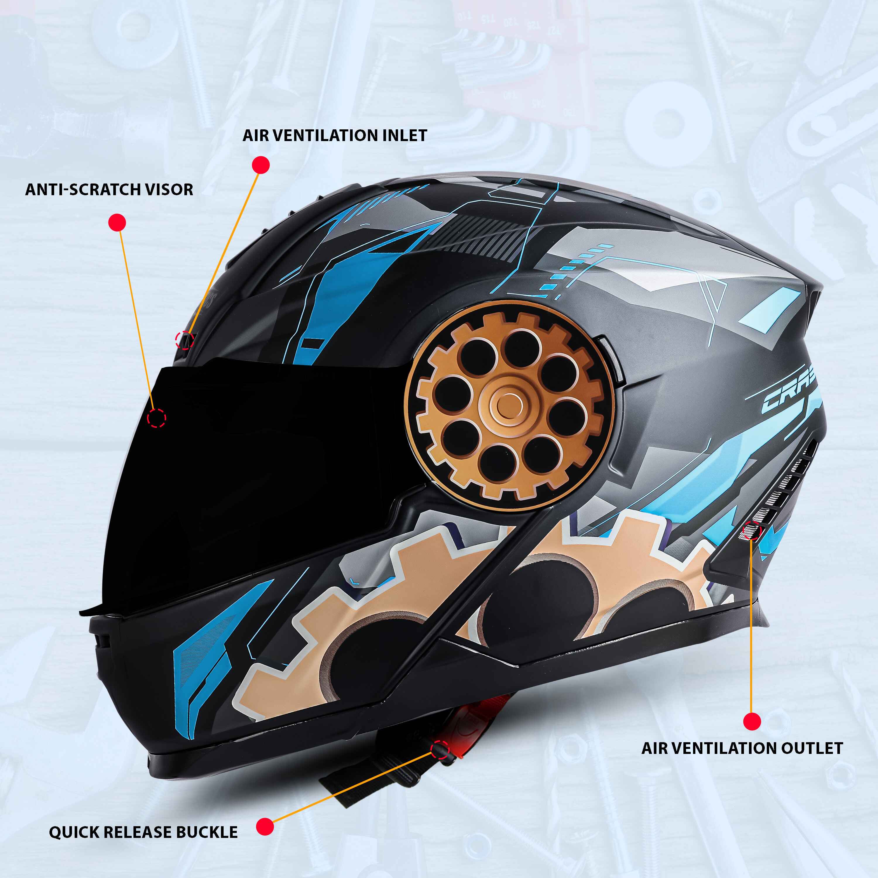 SBH-40 ISS CRASH GLOSSY BLACK WITH LIGHT BLUE