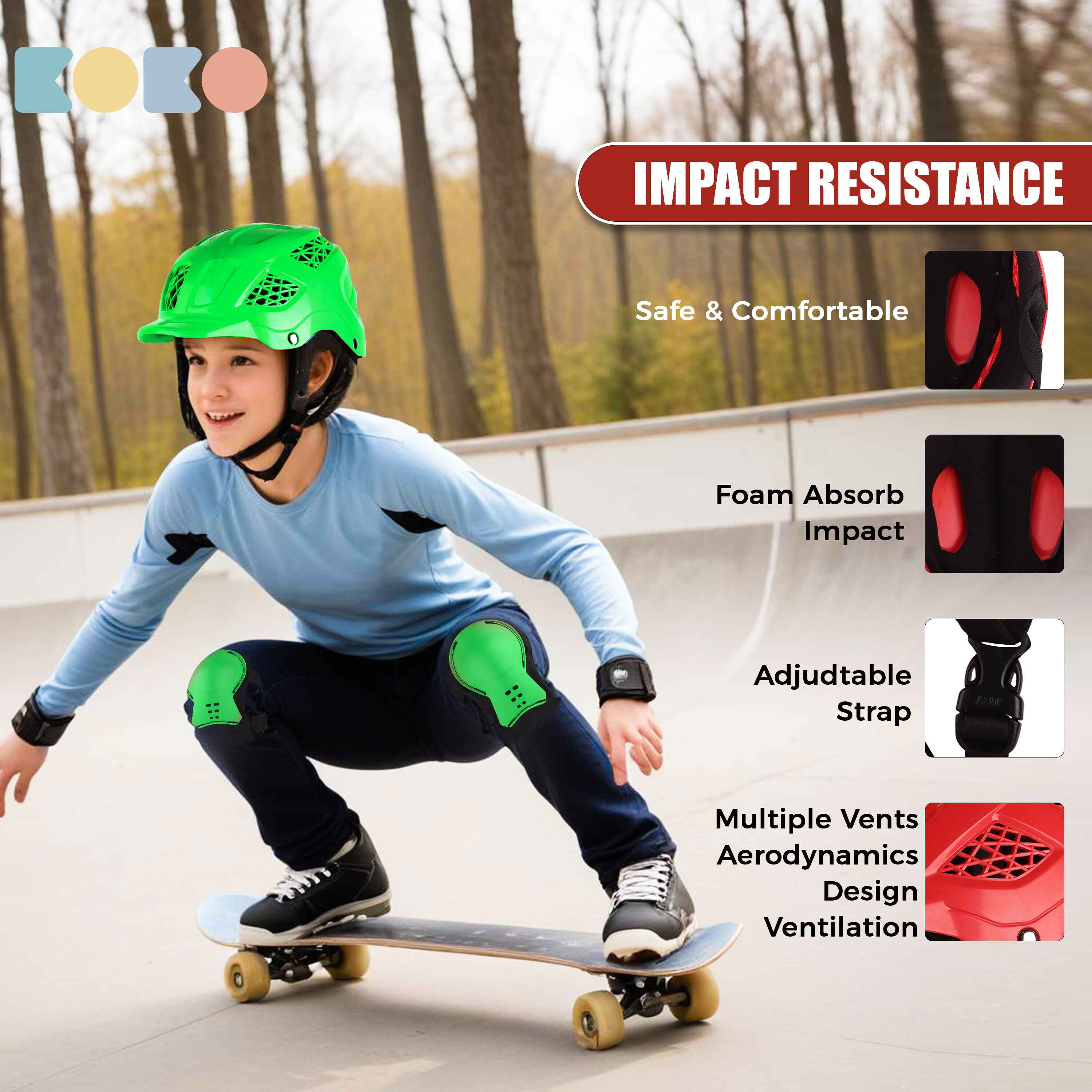 Koko Dragon Skating / Cycling Helmet For Kids- Green