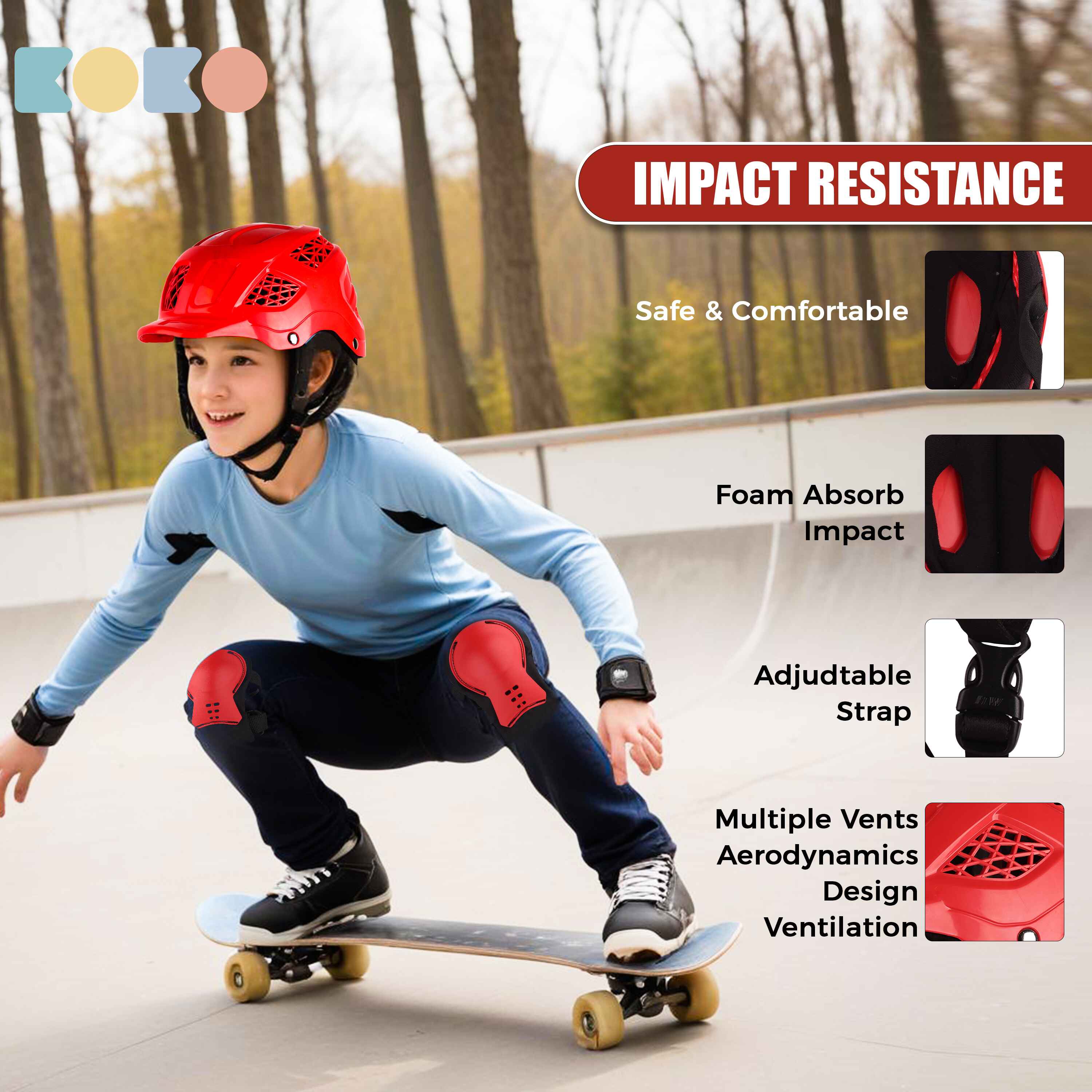 Koko Dragon Skating / Cycling Helmet For Kids- Red